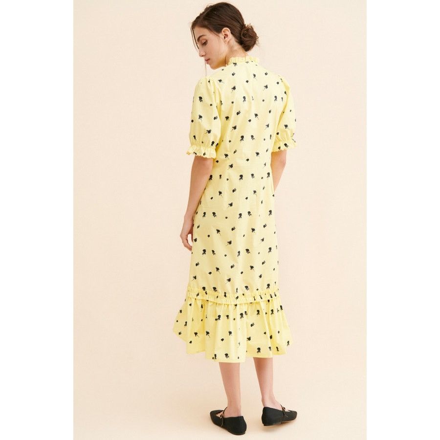 Anthropologie New CRAS Tuva Floral Midi Dress $269 SMALL 36 Yellow Size S / US 4 / IT 40 - 3 Thumbnail