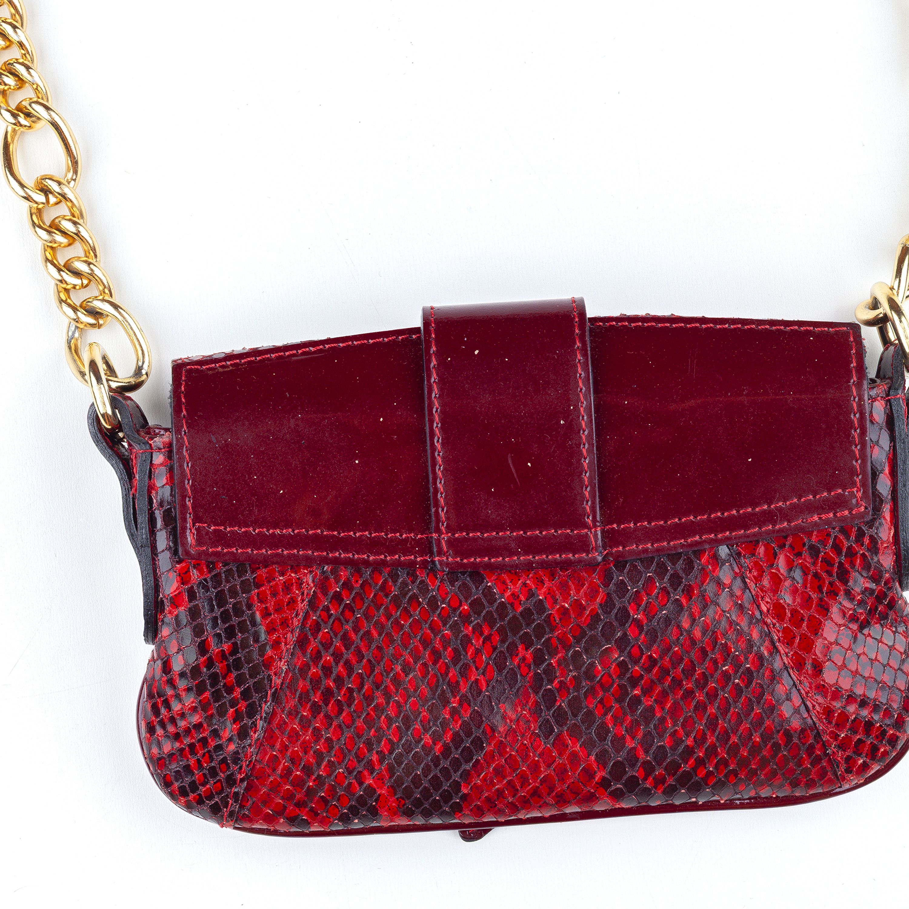 Dolce & Gabbana Dolce & Gabbana Red Python Patent Leather Mini Shoulder Bag Size ONE SIZE - 4 Thumbnail