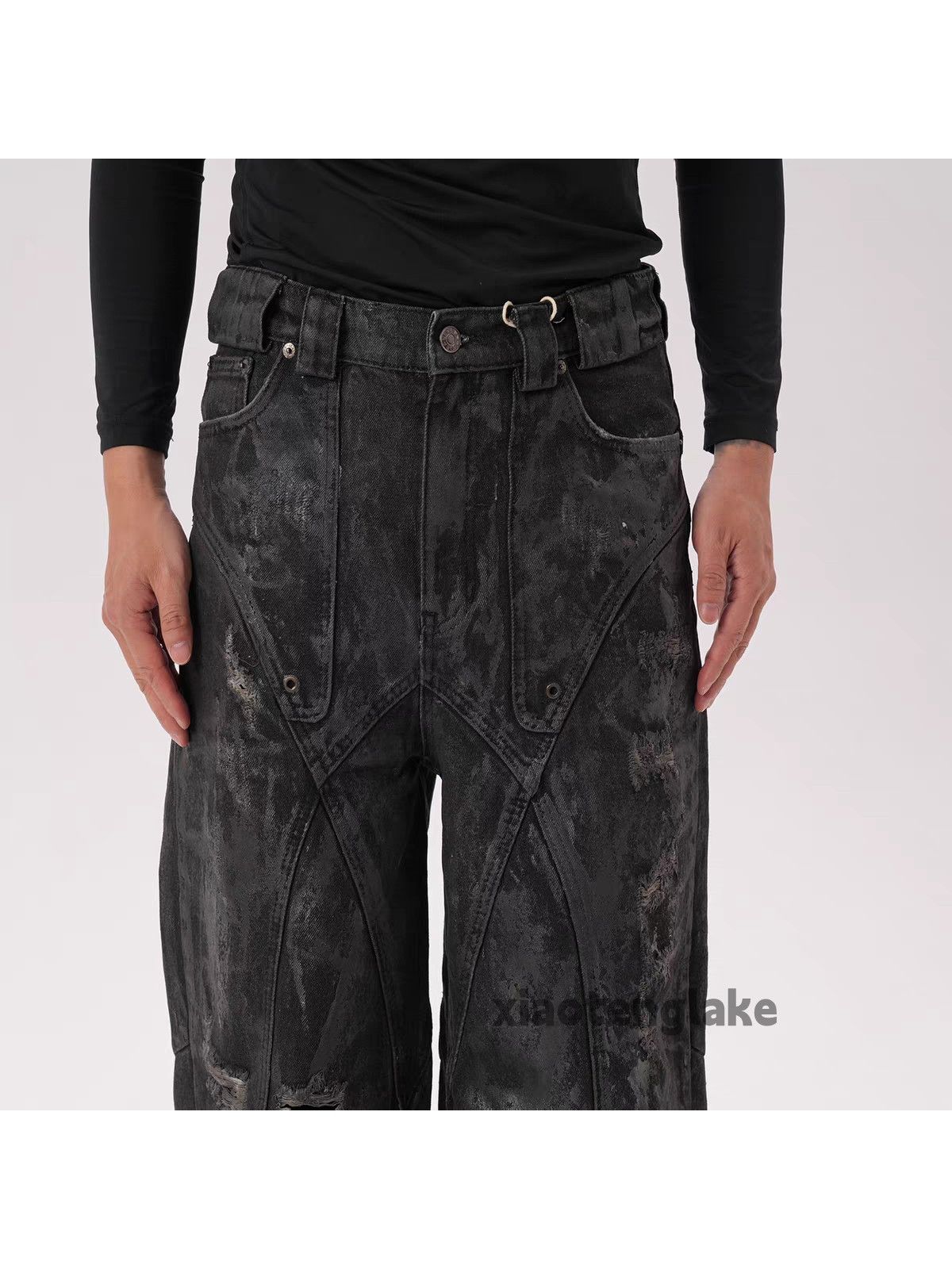Jean xtl vintage wide Leg loose hiphop Stain wax jeans Size US 32 / EU 48 - 3 Thumbnail