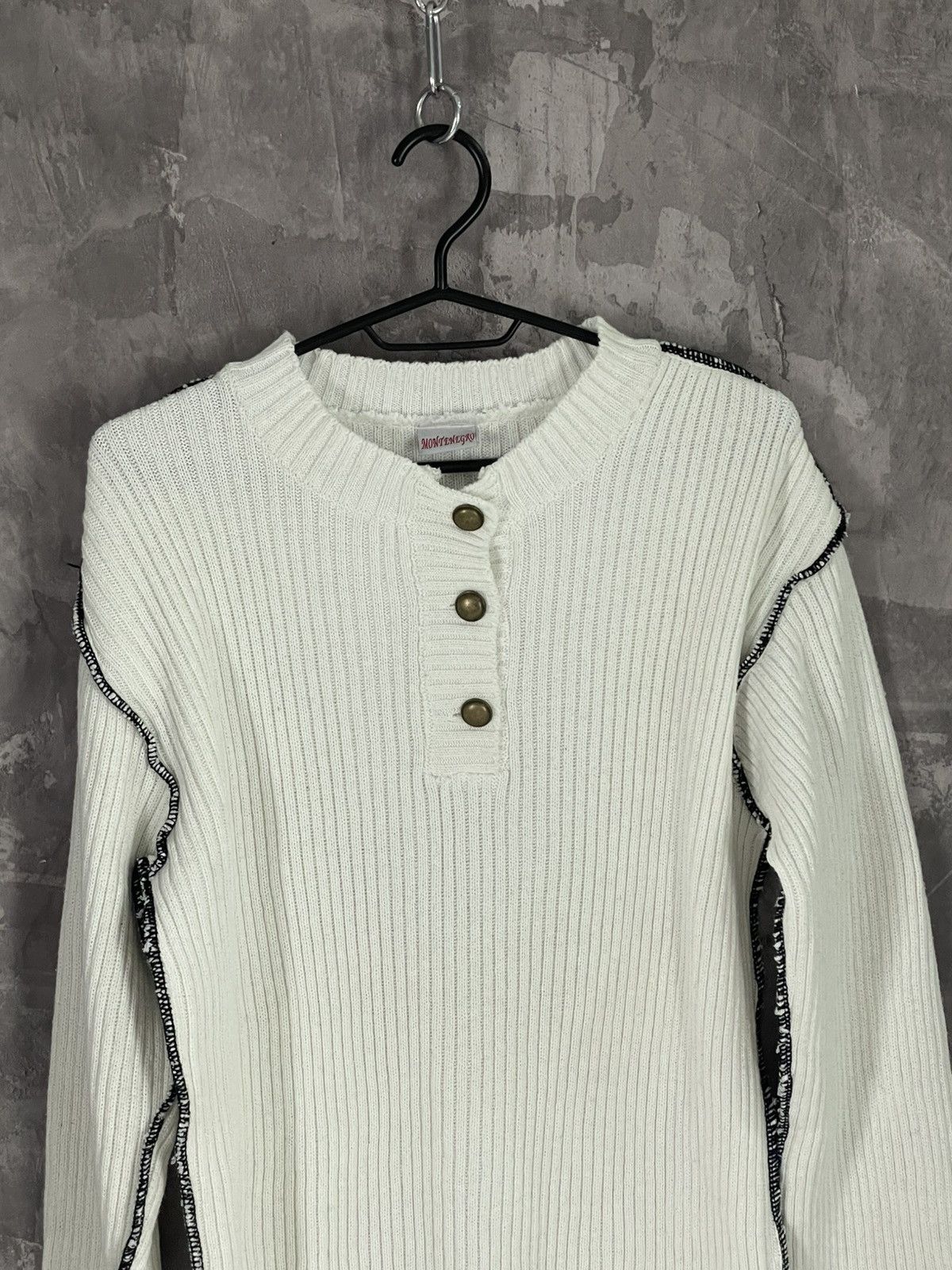 Diesel × If Six Was Nine × Le Grande Bleu (L.G.B.) 00s Japan Painted Knit Ribbed Sweater Maison Margiela Style Size M / US 6-8 / IT 42-44 - 10 Thumbnail