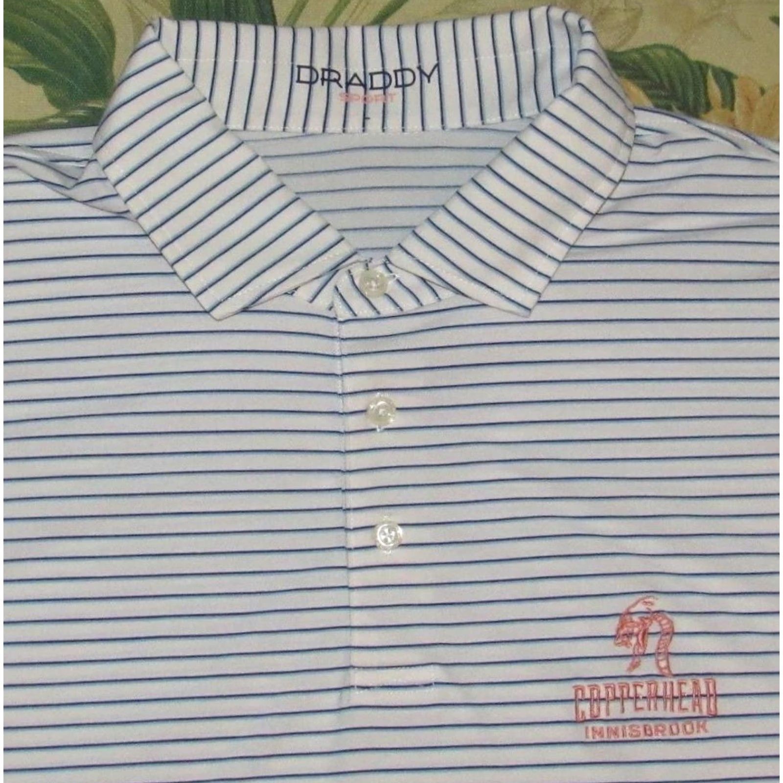 Vintage B DRADDY SPORT Copperhead Innisbrook Short Sleeve Performance Polo Shirt Large Shirt Mens Large White Copperhead Innisbrook 75% Polyester 25% Spandex Size US L / EU 52-54 / 3 - 2 Thumbnail