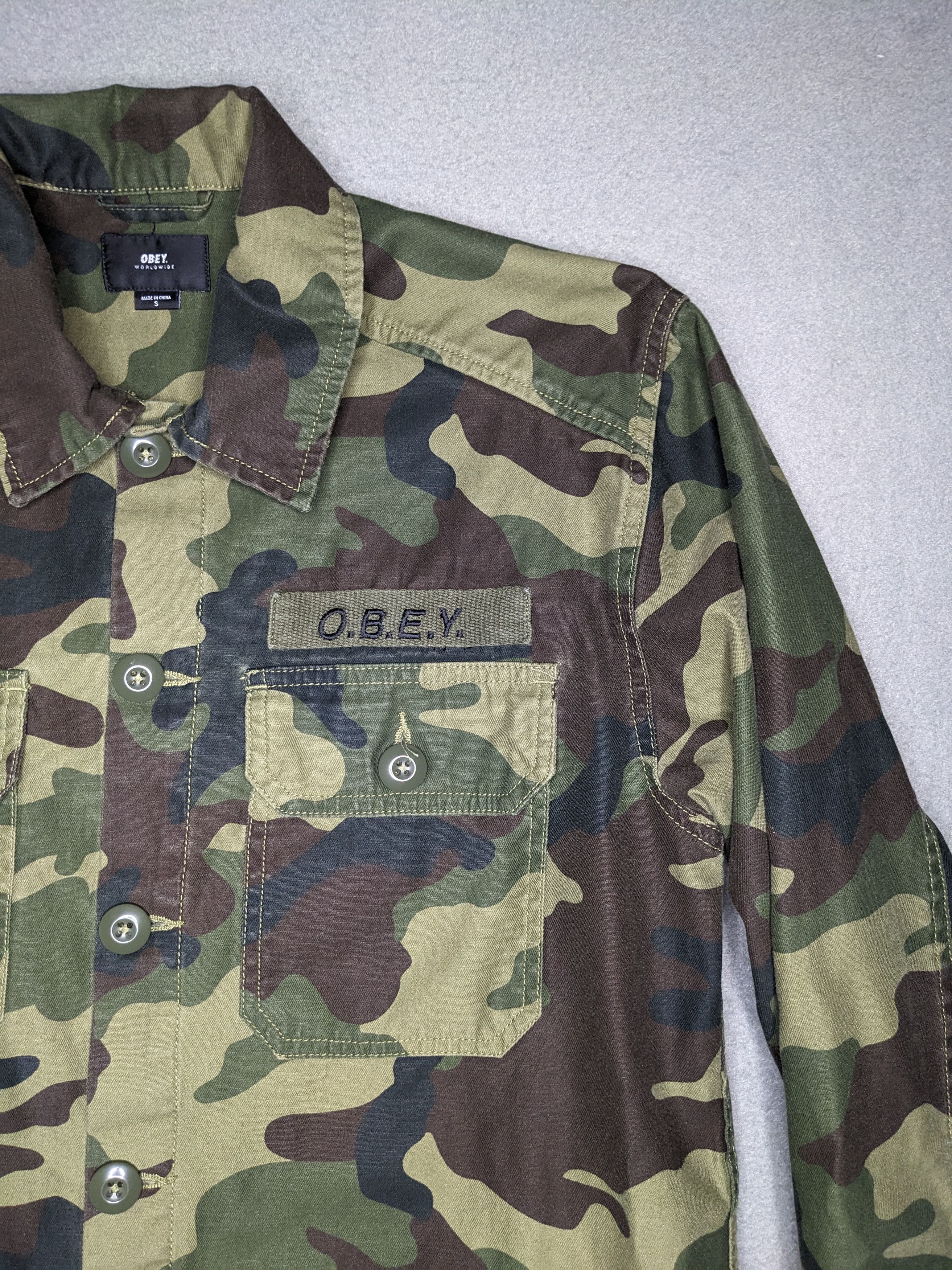 Obey Obey Woodland Camo Field Jacket Mens Small Military Shirt Size US S / EU 44-46 / 1 - 2 Thumbnail