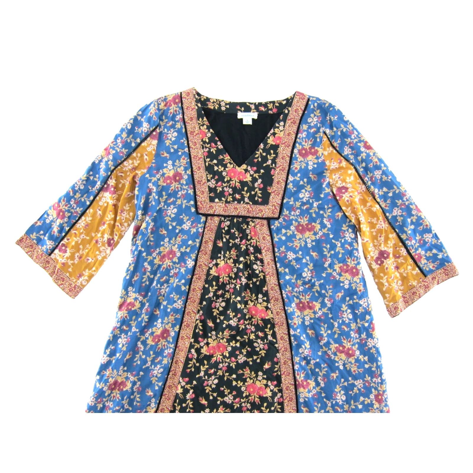 Vintage Sundance Dress Shirt 3/4 Sleeve V-Neck Floral Tunic Smock Blue Small Women шу Size S / US 4 / IT 40 - 4 Thumbnail