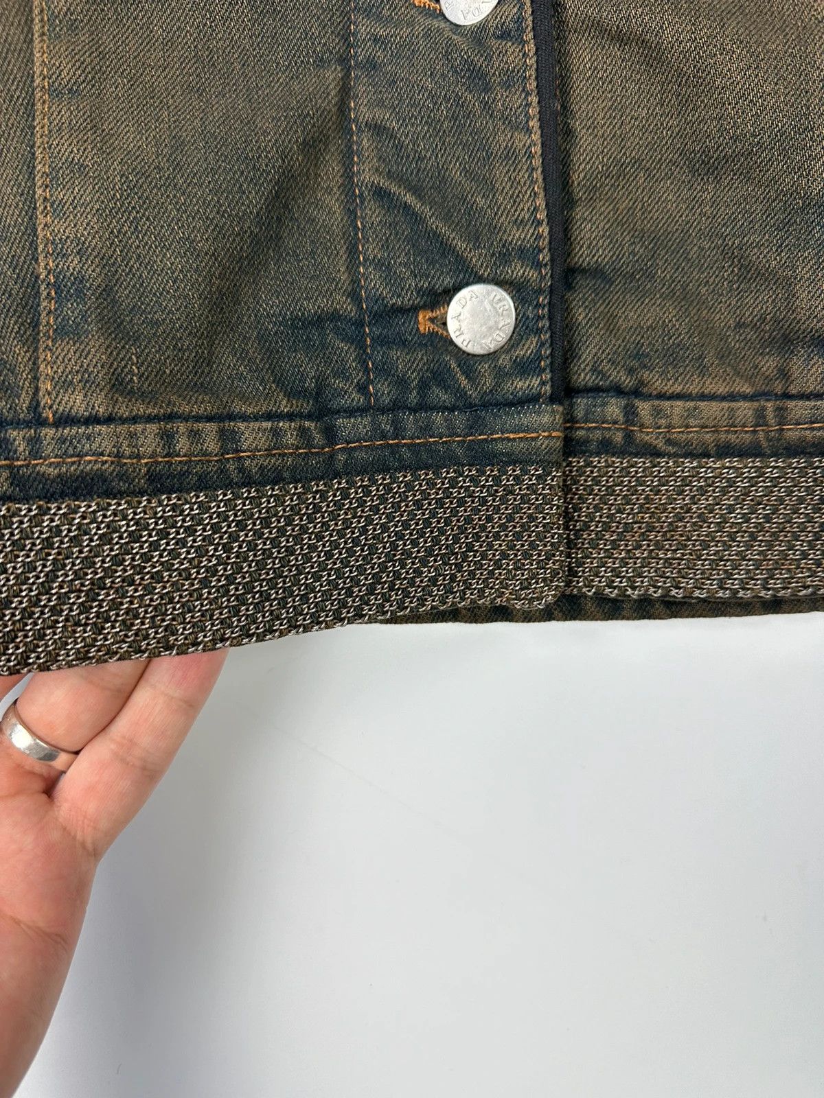 Prada Prada Milano FW2006 Metal Chains Faded Denim Crop Jacket Size M / US 6-8 / IT 42-44 - 4 Thumbnail