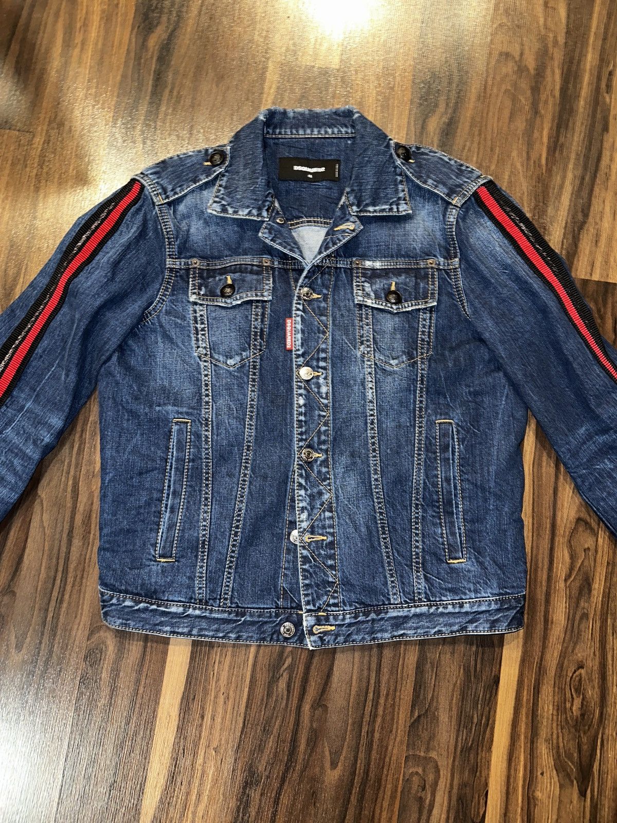 image of Dsquared2 Mens Jacket - Ribbon Denim Jacket - Size 48 in Indigo