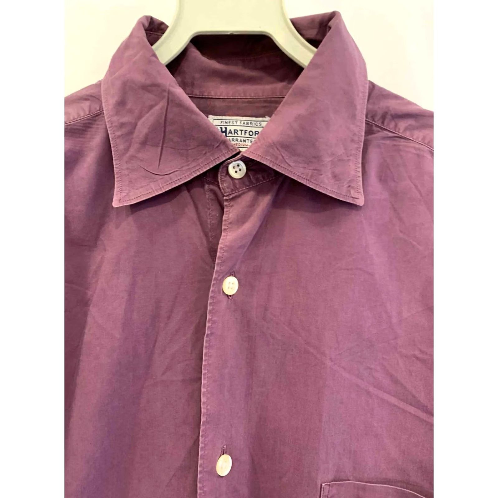 Hartford Hartford Dress Shirt Purple Long Sleeve 100% Cotton Men’s M Size 40R - 5 Thumbnail