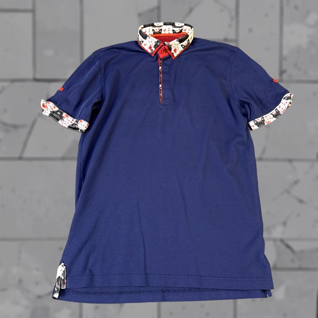 Maceoo Maceoo Polo Shirt Mens S Navy French Bulldog Trim Contrast Collar Red Size US S / EU 44-46 / 1 - 1 Thumbnail