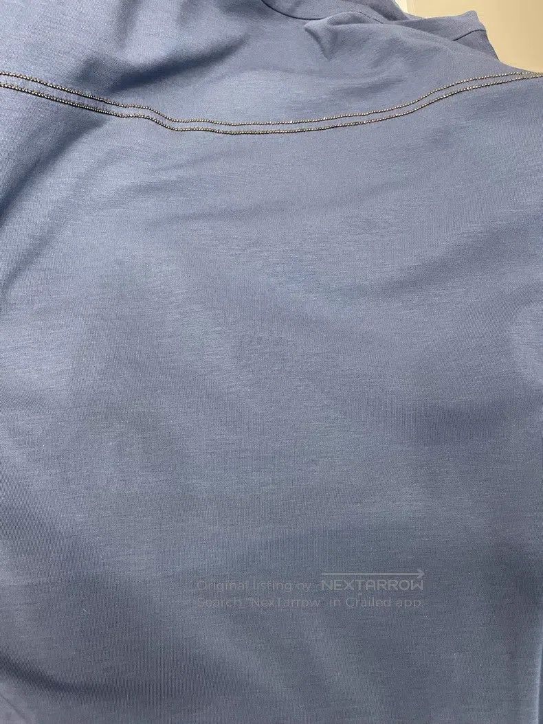 Brunello Cucinelli Brunello Cucinelli Haze Blue Cotton T-Shirt Size M / US 6-8 / IT 42-44 - 6 Thumbnail