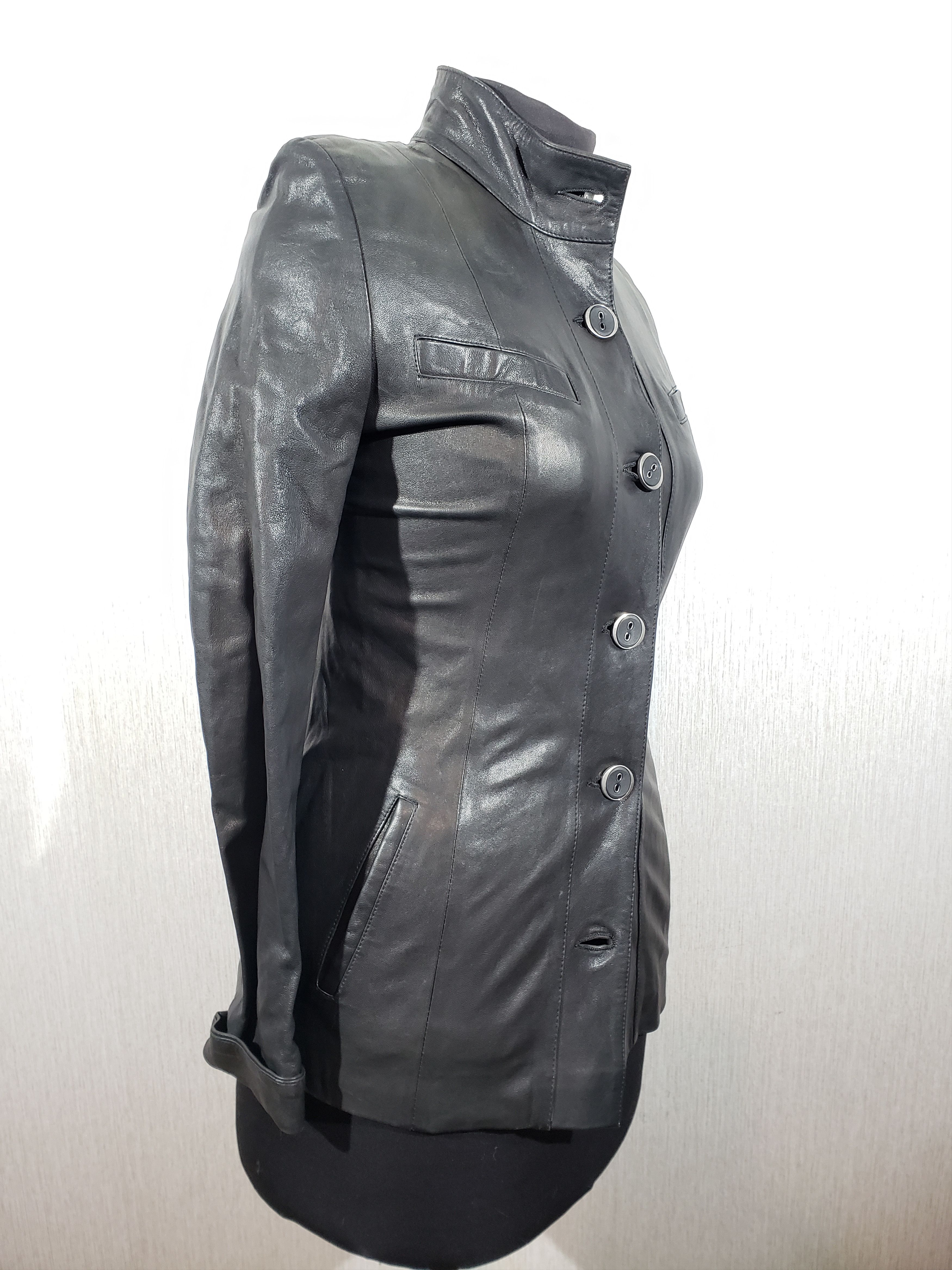 Other Stylish women's leather jacket with buttons. Size S / US 4 / IT 40 - 2 Thumbnail