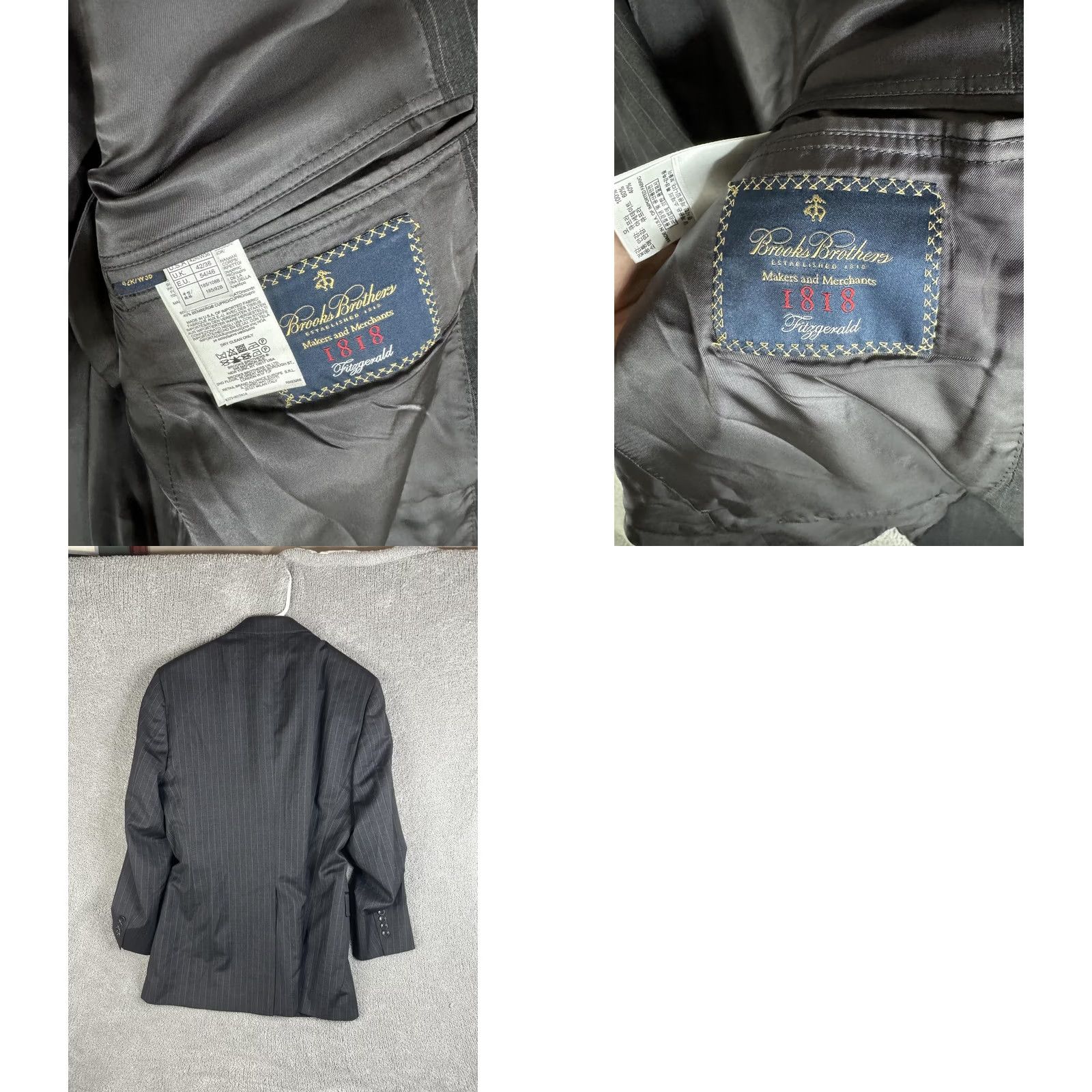 Brooks Brothers Brooks Brothers Jacket 42R Gray Pinstripe 1818 Fitzgerald Wool Blazer Mens Slim Notch Lapel Two-Button Suit Jacket Size 42R - 9 Thumbnail