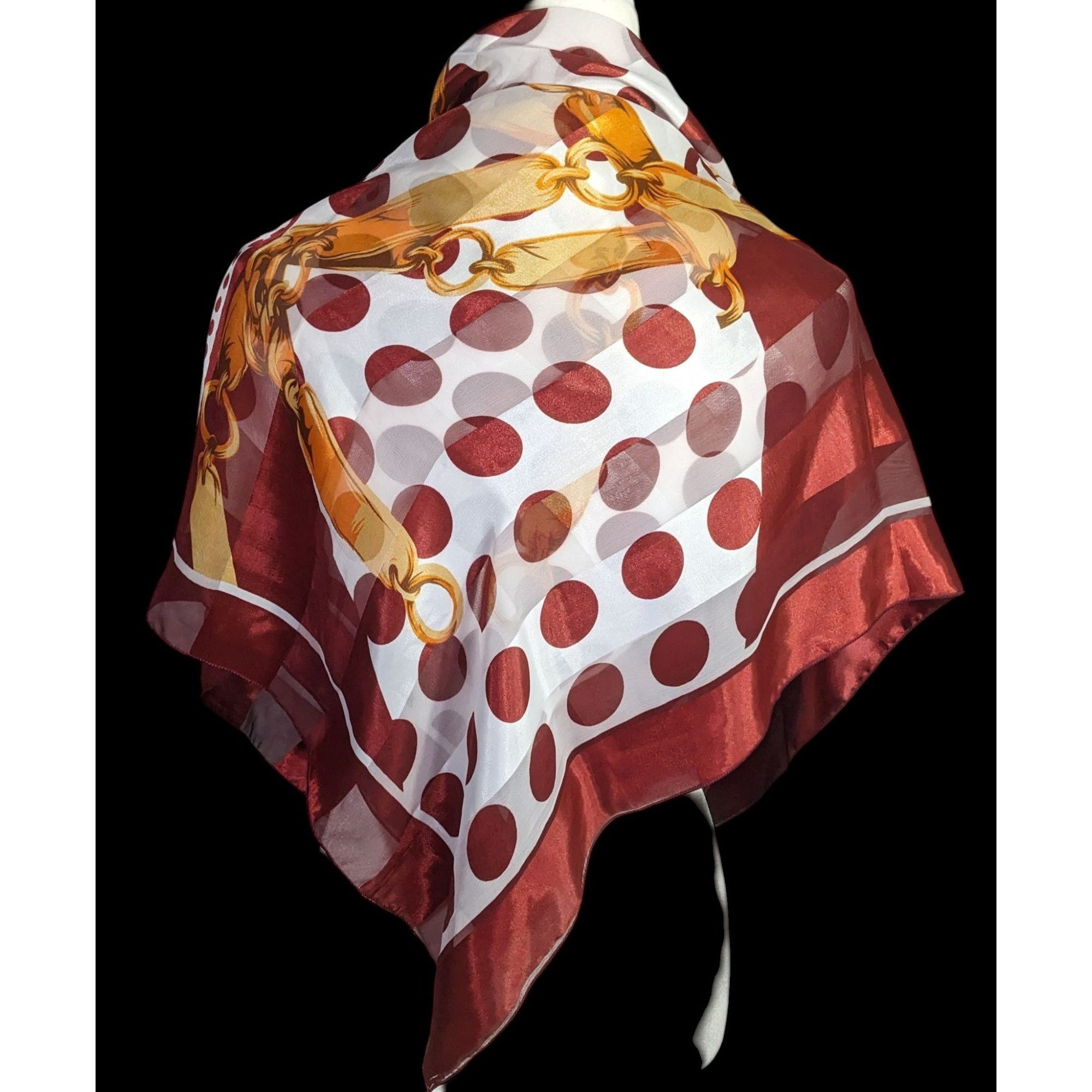 Other Preppy Polka Dot & Chain Print Sheer Scarf Size ONE SIZE - 1 Thumbnail
