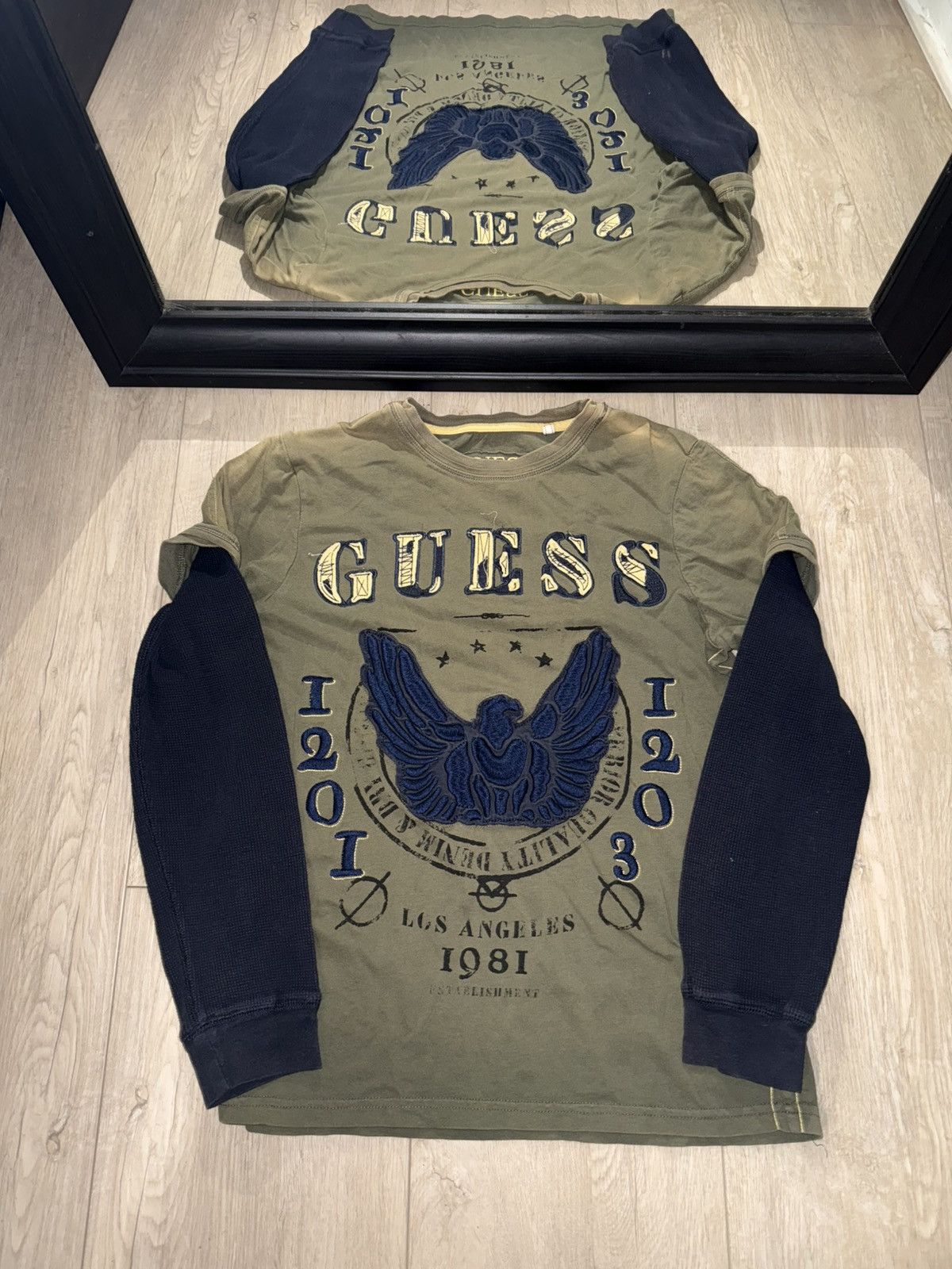 Affliction × Guess × Vintage Vintage / Y2K Guess Embossed Eagle Shirt Size US S / EU 44-46 / 1 - 1 Thumbnail