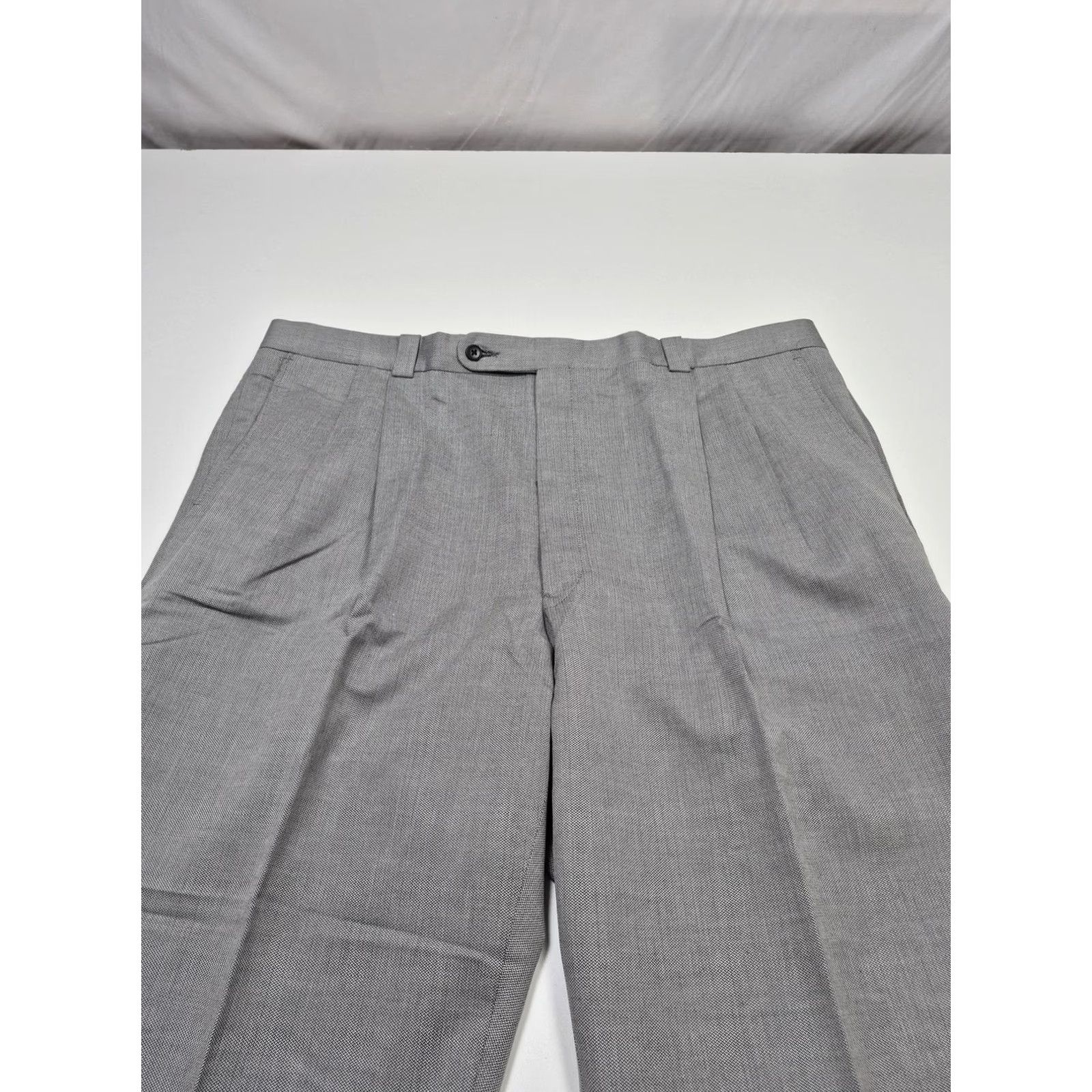 Vintage Asher Reserve Dress Pants Mens 44x32 Gray Wool Herringbone Pleated NWT USA Size US 44 / EU 60 - 2 Thumbnail