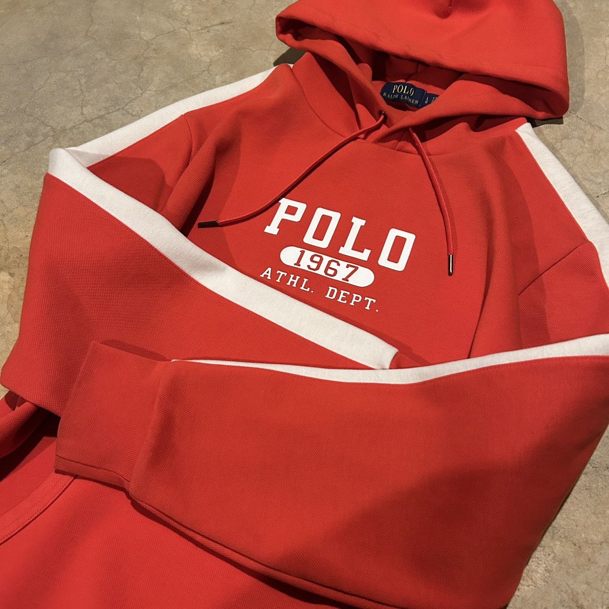 Polo Ralph Lauren × Vintage Vintage Polo Ralph Lauren 1967 Athl Dept Hoodie Rare Red Size US L / EU 52-54 / 3 - 5 Thumbnail