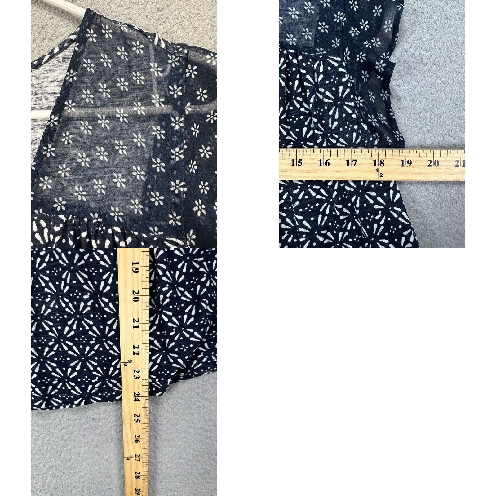 Lucky Brand Lucky Brand Shirt Womens Large Blue Floral Knit Ruffles Blouse Sleeveless Ladies Size L / US 10 / IT 46 - 8 Thumbnail