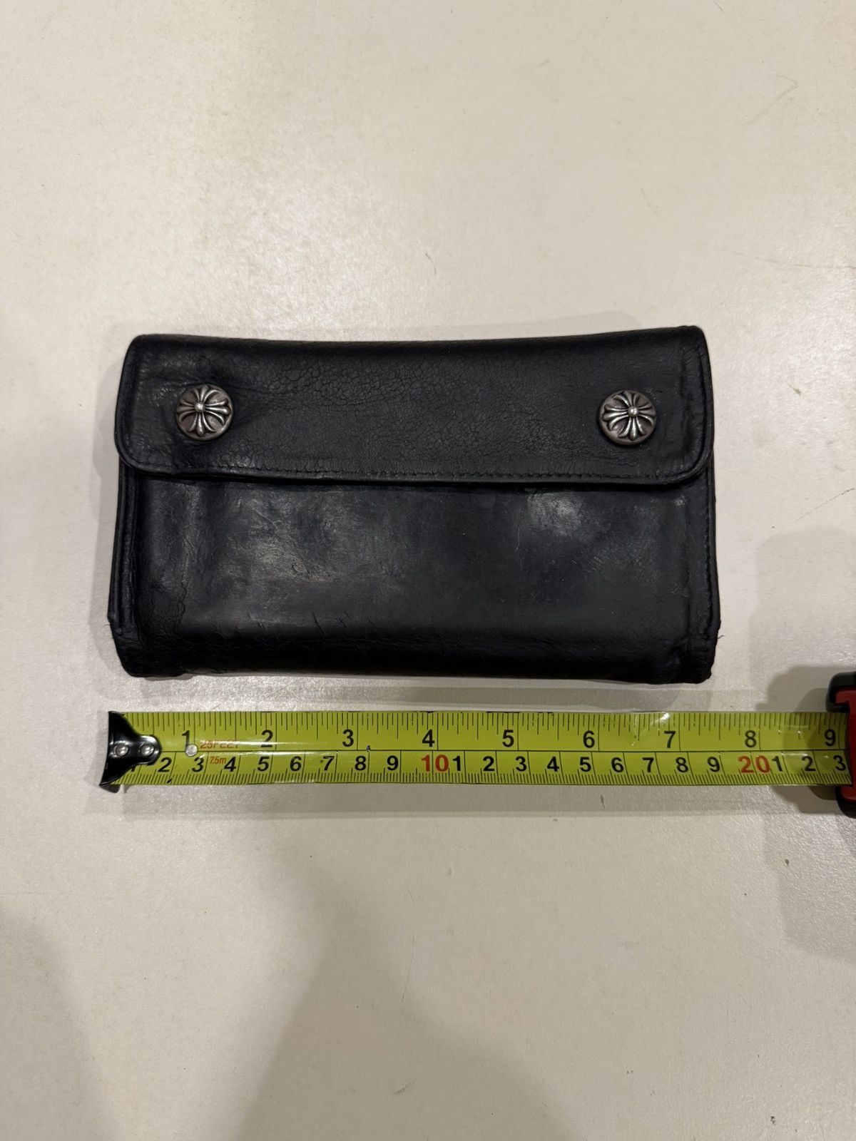 Chrome Hearts Chrome Hearts Black Leather Wave Wallet Silver Cross Balls Size ONE SIZE - 15 Thumbnail