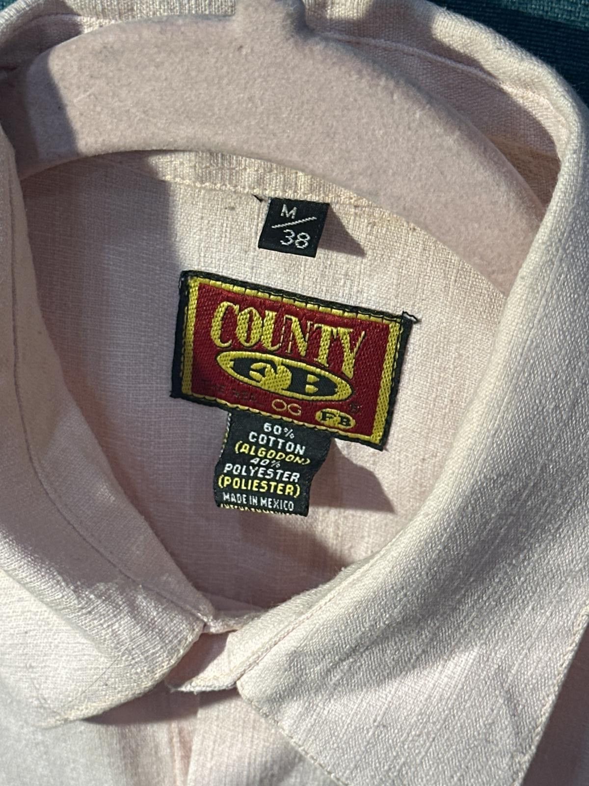 Full Count & Co. VTG County FB Men's Medium Pink Embroidered Cubavera Shirt Size US M / EU 48-50 / 2 - 2 Thumbnail