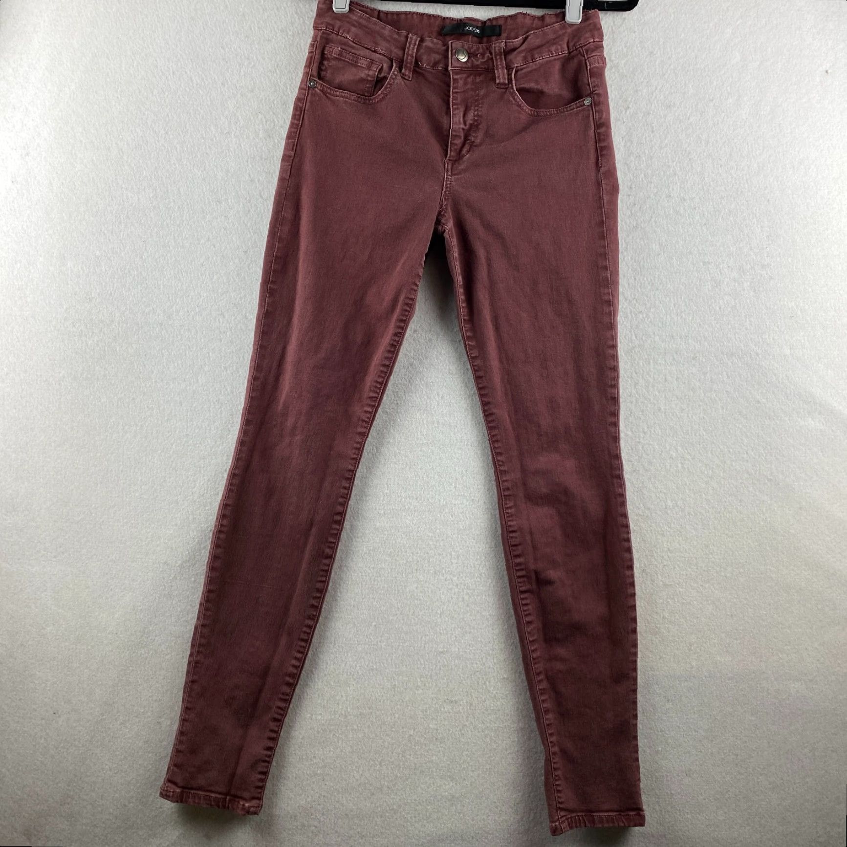 Vintage Joe's Jeans Maroon Skinny Visionaire Distress Mid-Rise 5-Pocket Jeans Womens 29 Size 29" - 2 Thumbnail