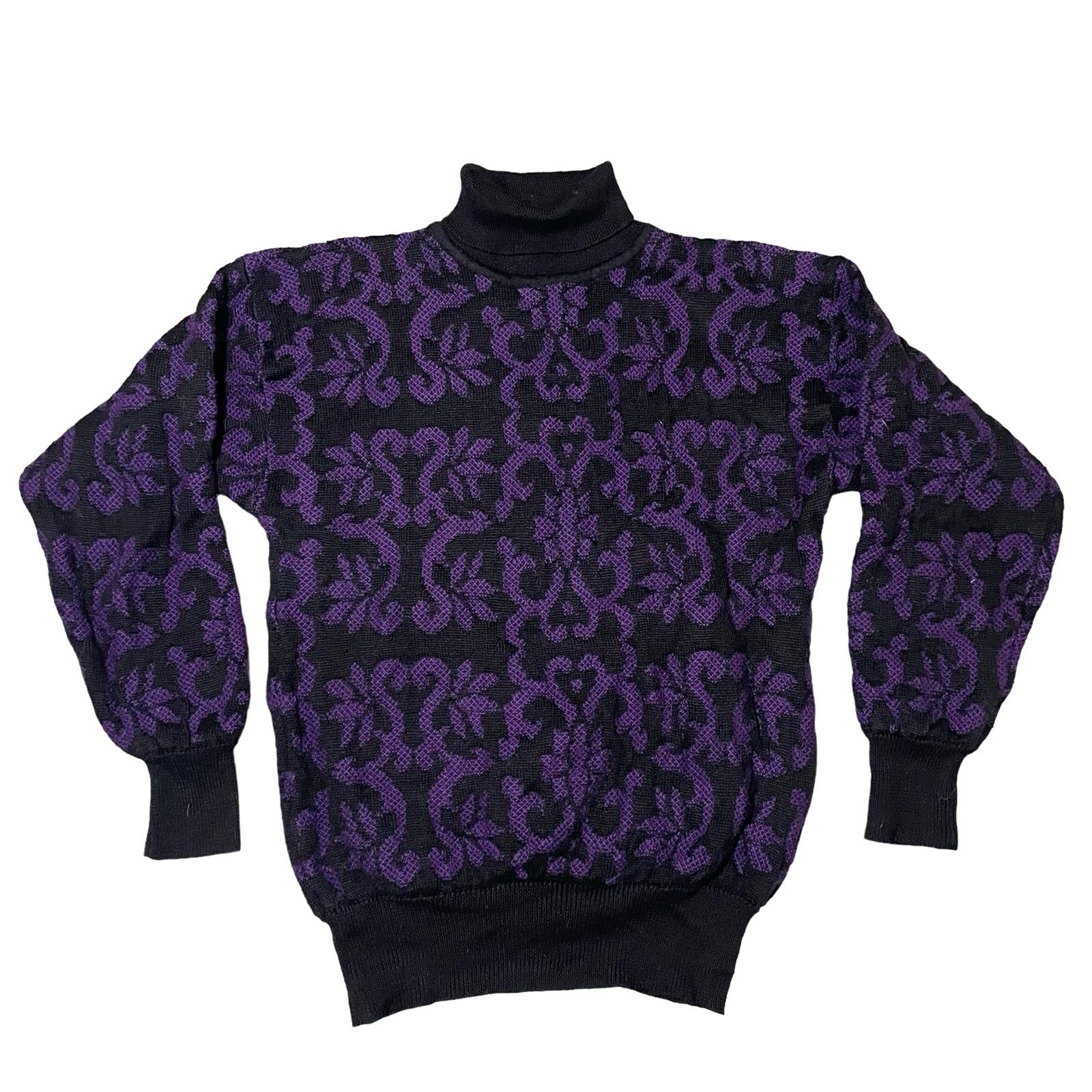 Other Meister Turtleneck Ski Sweater Damask Purple Black - Large Size L / US 10 / IT 46 - 1 Thumbnail
