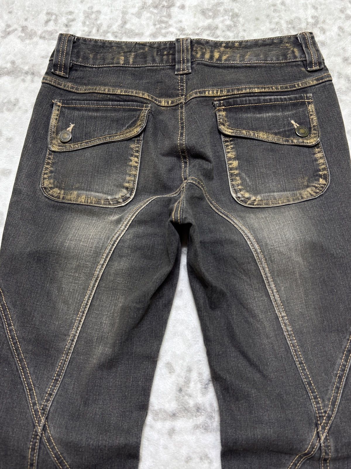 Japanese Brand Flare Jeans DOO YON Reconstructed Acid Washed Denim Boot Cut Size US 26 / EU 42 - 9 Thumbnail