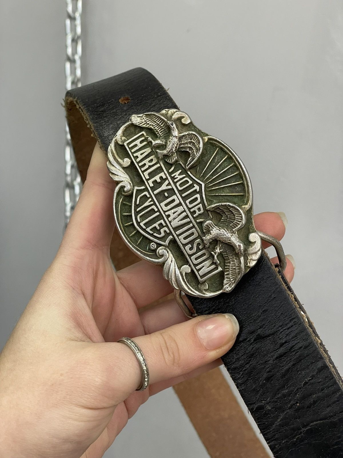 Harley Davidson Harley Davidson black leather belt biker vintage style Size ONE SIZE - 5 Thumbnail