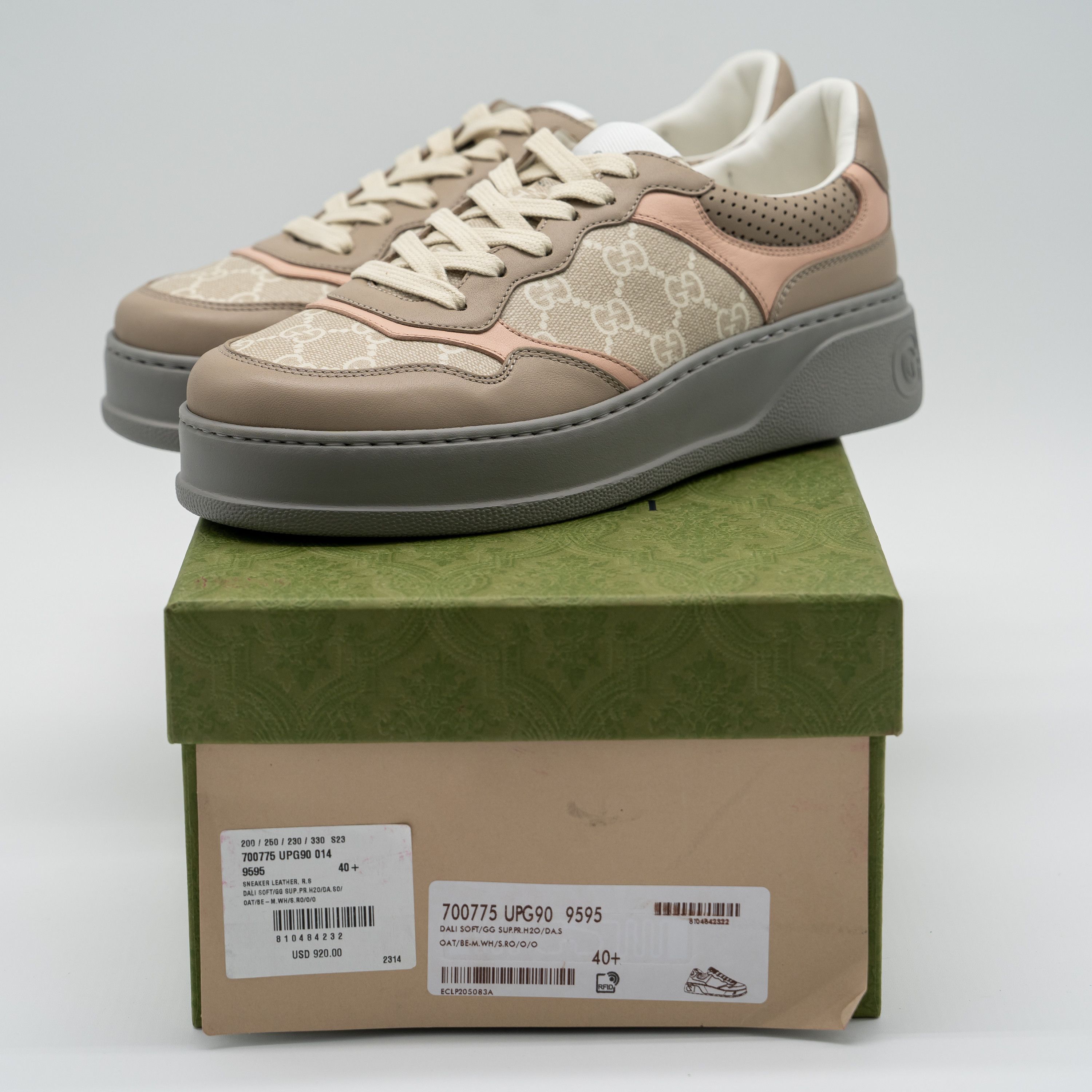 Gucci 10.5us Gucci GG Sneakers Oatmeal Pink Beige Leather Chunky B Size US 10.5 / IT 40.5 - 12 Thumbnail