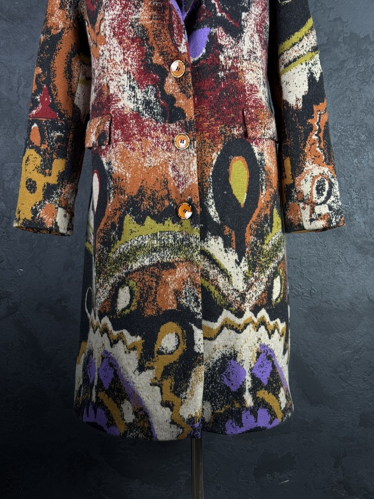 Other IVKO Women’s 100% Wool Abstract Pattern Coat Size 38 / M Size M / US 6-8 / IT 42-44 - 3 Thumbnail