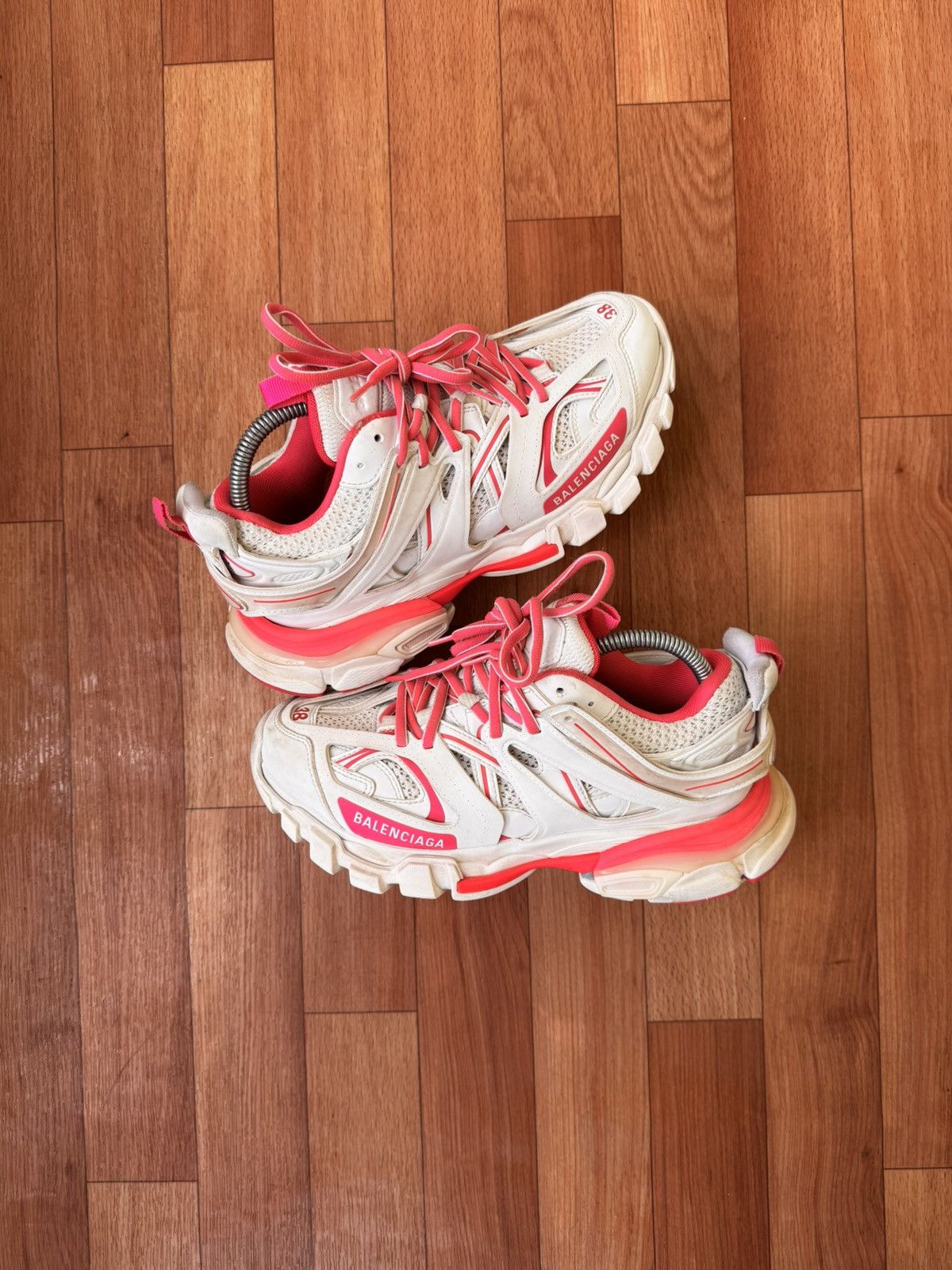 Balenciaga 💕🔥BALENCIAGA PINK / WHITE TRACK SNEAKERS Size US 8 / IT 38 - 9 Thumbnail