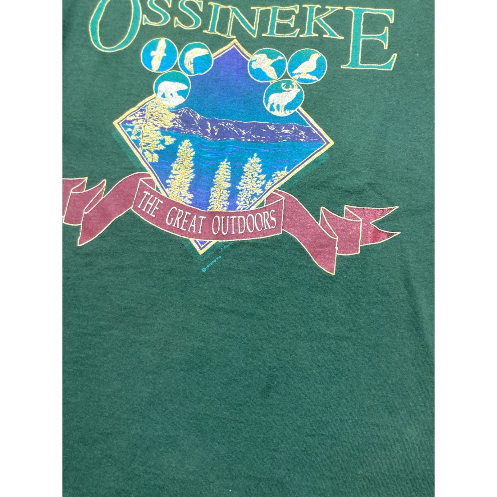 Vintage VINTAGE 90s T Shirt Ossineke Michigan great outdoors animal nature M & M Medium Green Mens Size US M / EU 48-50 / 2 - 3 Thumbnail