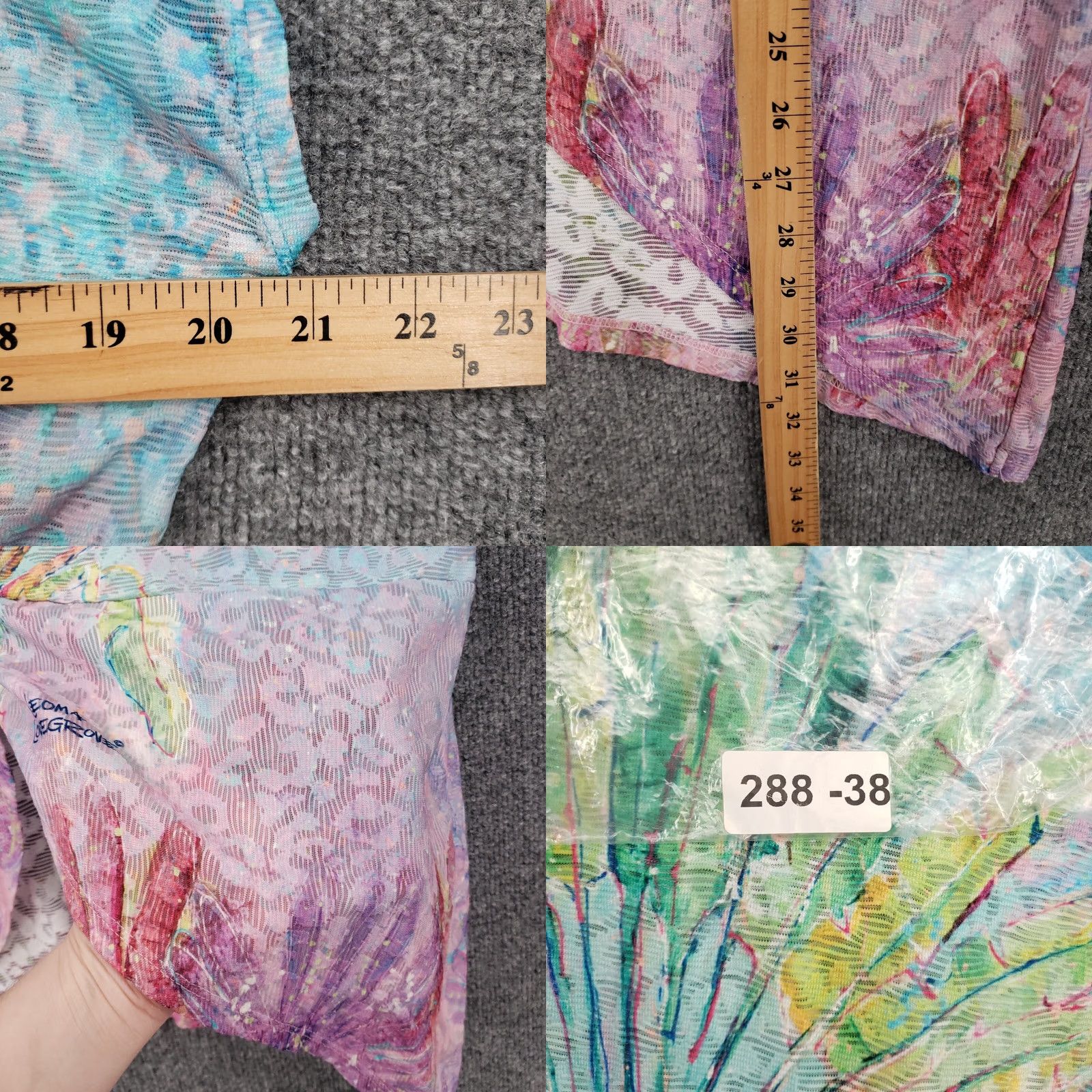 Vintage Leoma Lovegrove Top Womens S Small Blue Tunic Floral Asymmetric Short Sleeve Size S / US 4 / IT 40 - 8 Thumbnail