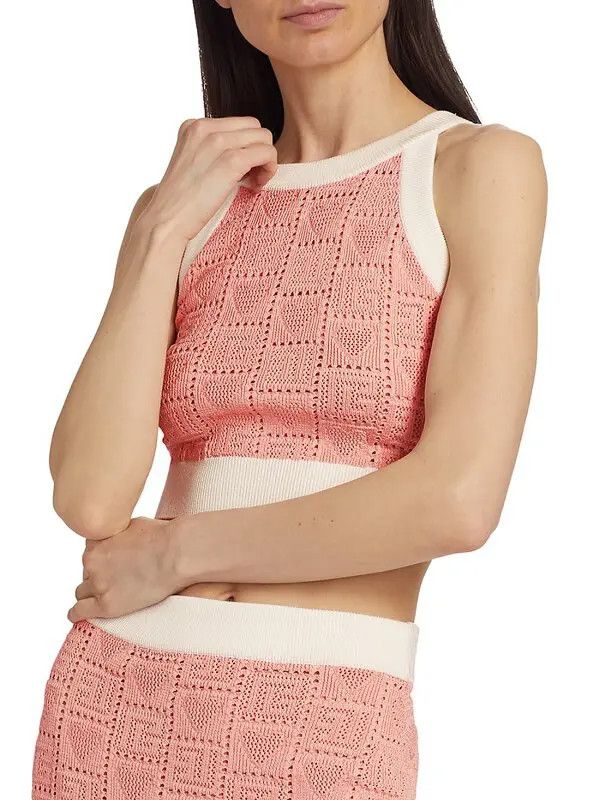 Balmain o1s1wg110725 Heart Point Knit Crop Cardigan in Light Pink Size M / US 6-8 / IT 42-44 - 6 Thumbnail