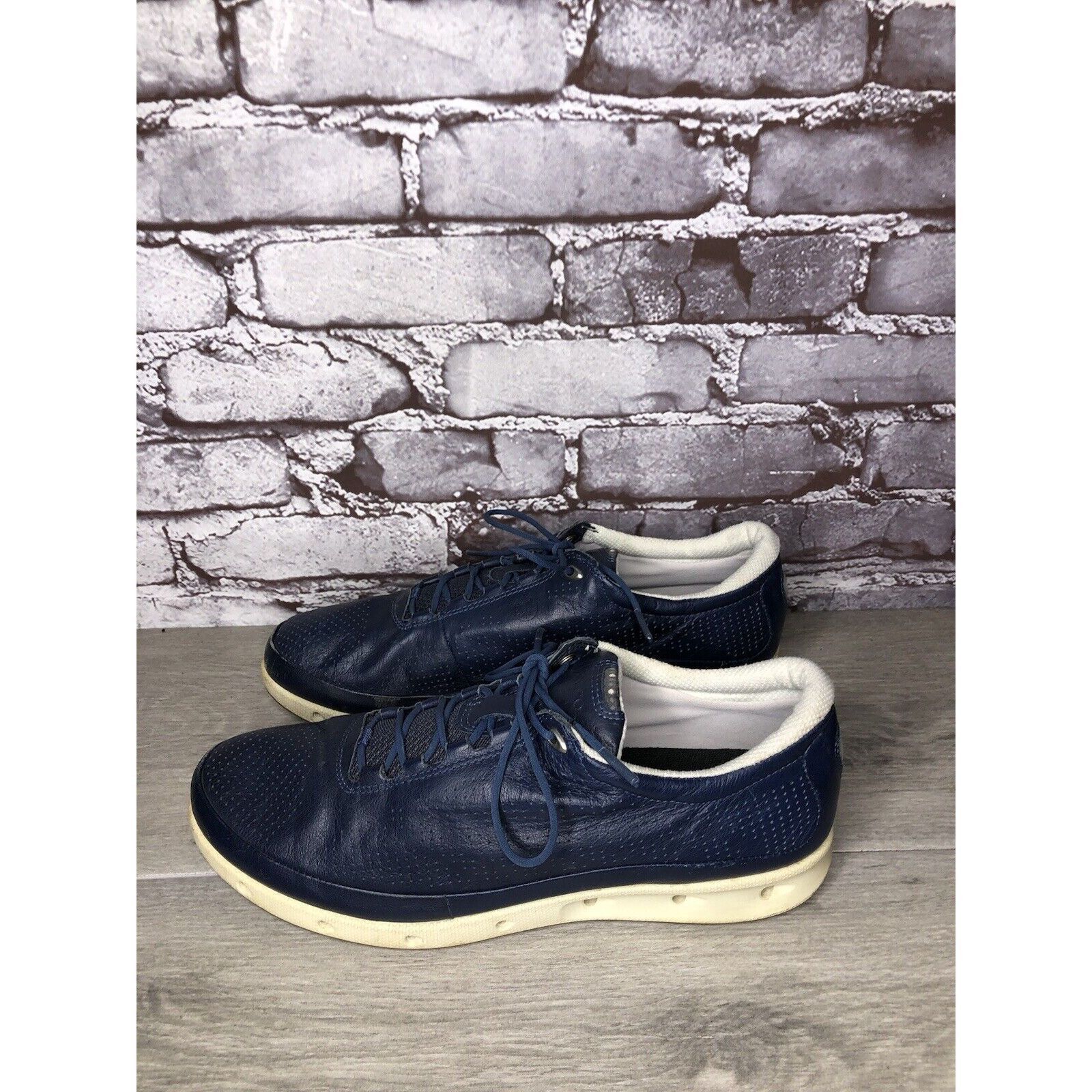 Ecco Ecco Blue Yak Leather Casual Comfort Lace Up Spikeless Golf Size US 11 / IT 41 - 6 Thumbnail