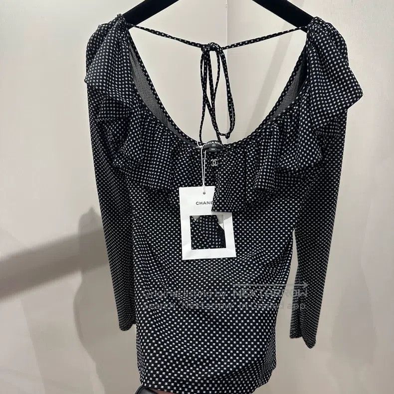 Chanel Chanel 24B wave dot full-print logo lotus leaf collar long Size XXS / US 00 / IT 34 - 8 Thumbnail