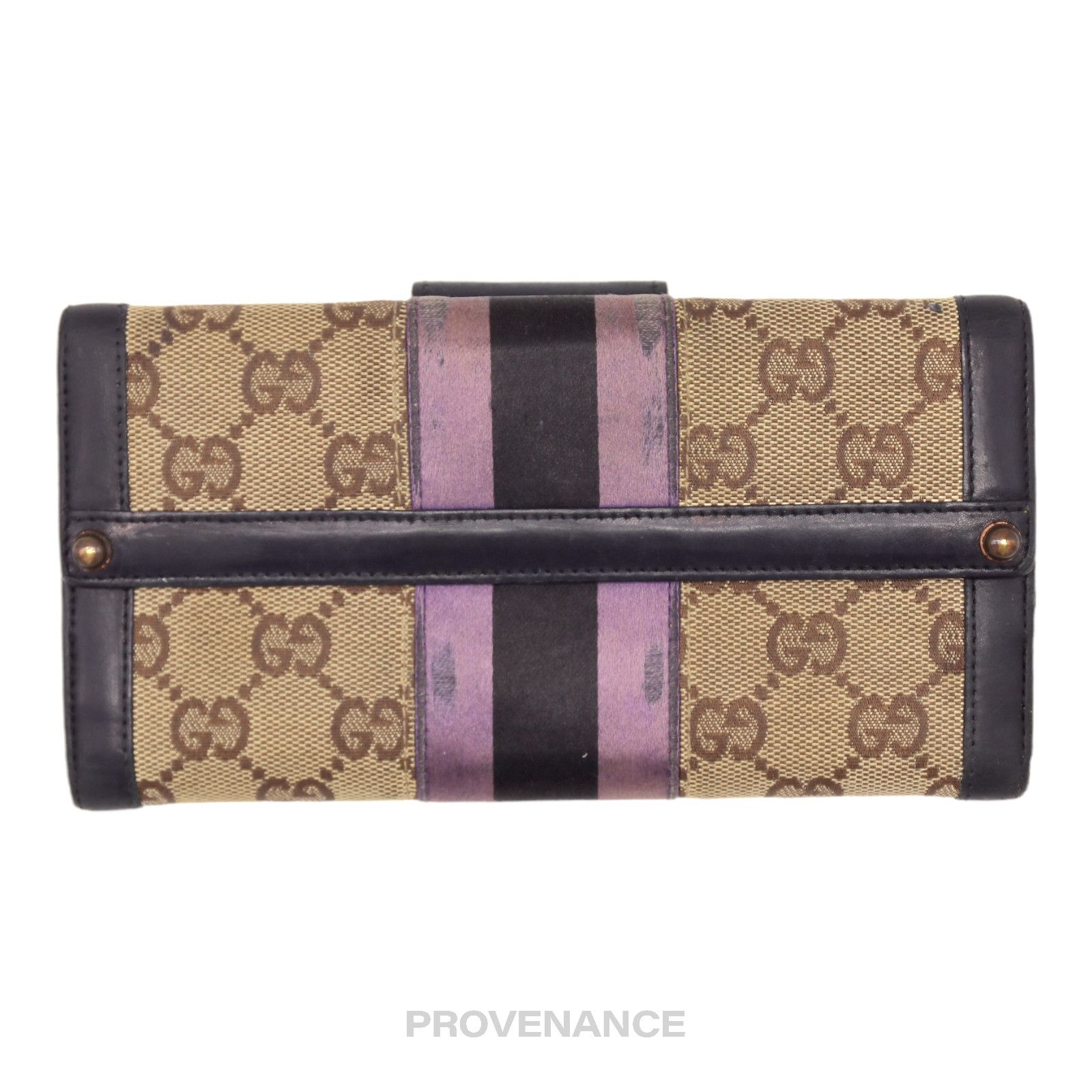 image of Gucci Long Wallet - GG Canvas Stripe in Brown, Women's
