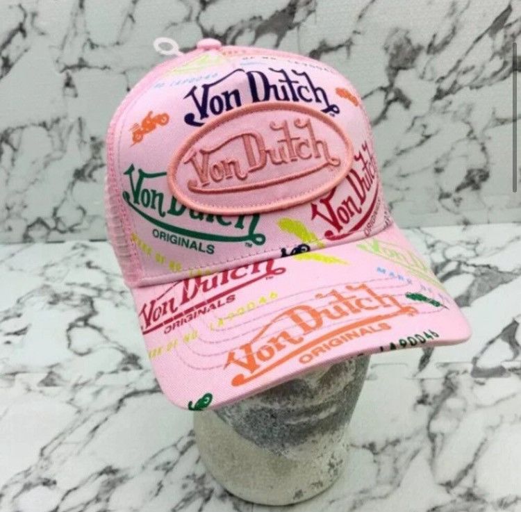 Von Dutch Von Dutch Pink All-Over Trucker Hat Size ONE SIZE - 6 Thumbnail
