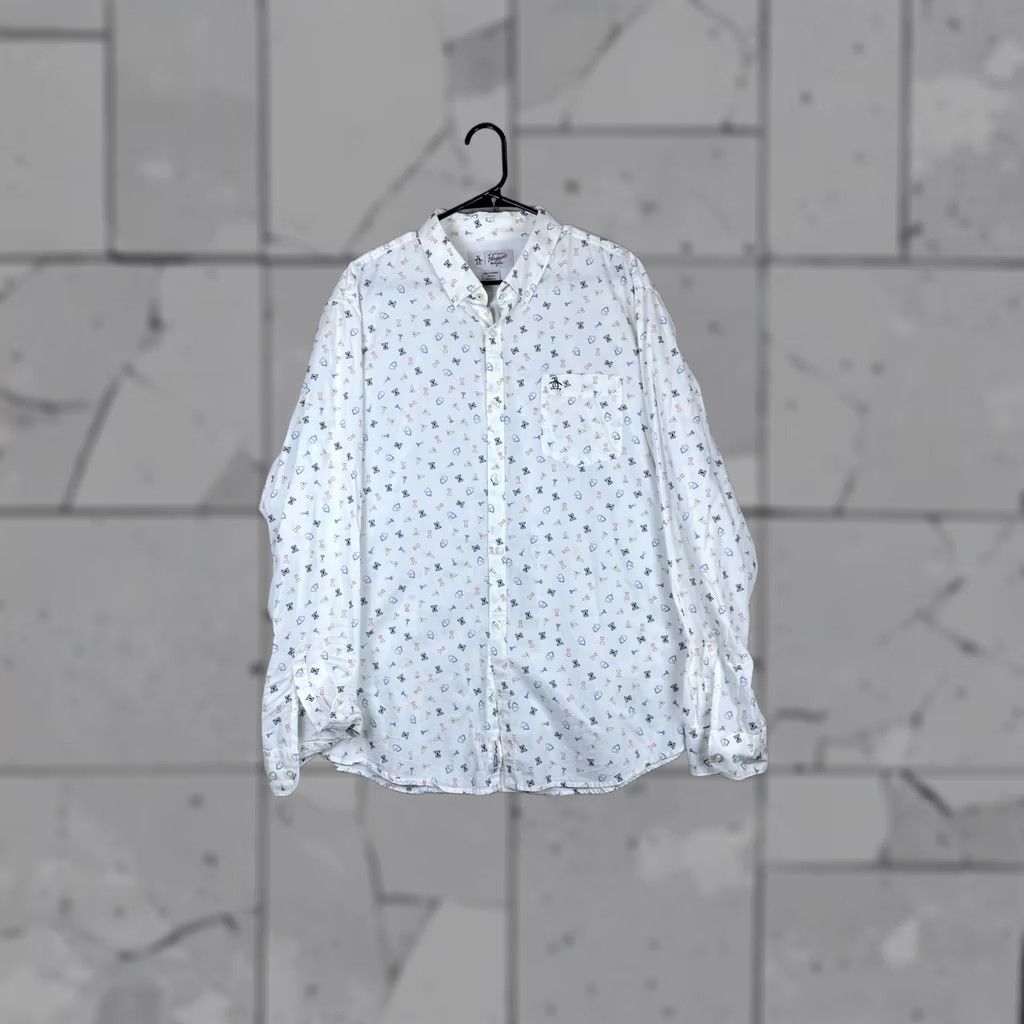 Original Penguin Original Penguin Shirt Mens 2XL White Chess Print Long Sleeve Button Front Size US XXL / EU 58 / 5 - 1 Thumbnail