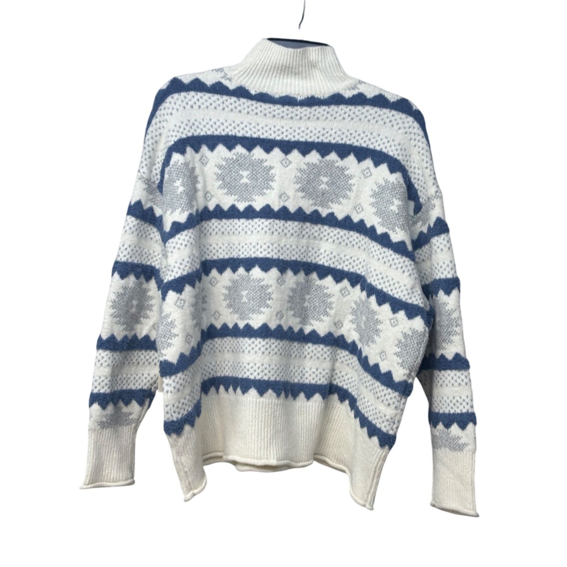Other a.n.a. Mock Neck Textured Nordic Sweater, Whisper Pattern, S Size ONE SIZE - 3 Thumbnail