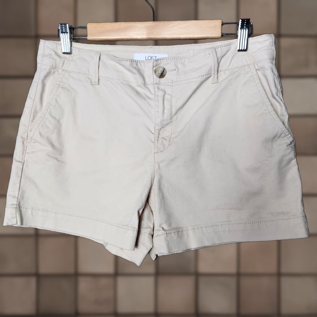 Loft LOFT Womens Tan The Washed Twill 4" Short-Size 6 Size 27" / US 4 / IT 40 - 1 Thumbnail