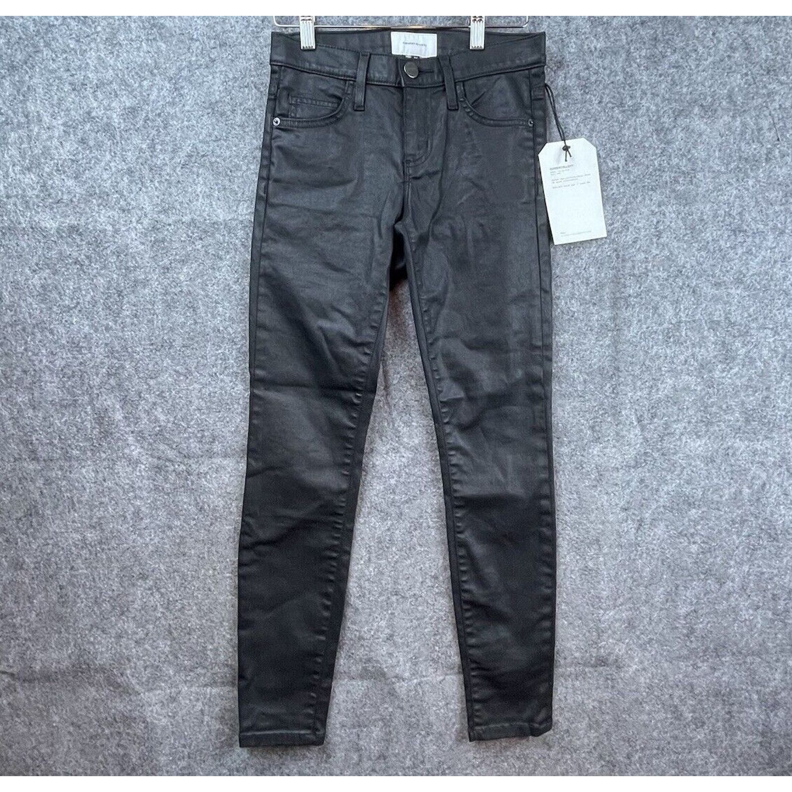 Current/Elliot Current Elliott Pants Womens 25 Black Coated Jeans Stiletto Size 25" / US 0 / IT 36 - 1 Thumbnail