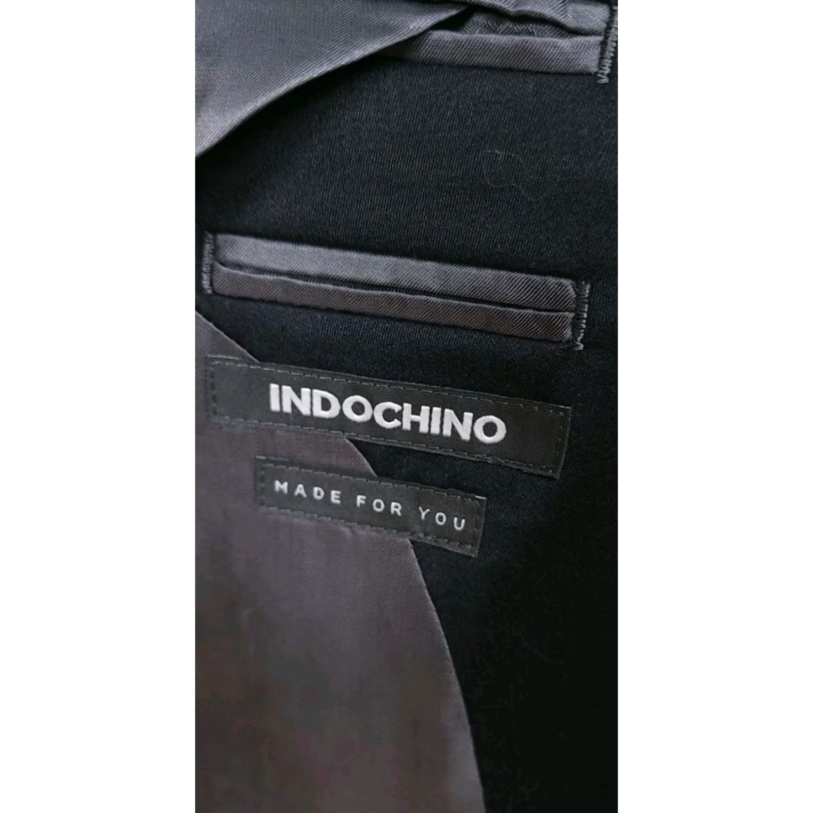 Indochino Mens 38r Blazer Jacket Sport Coat Solid Black Wool Cashmere, Men's — image 6 of 6