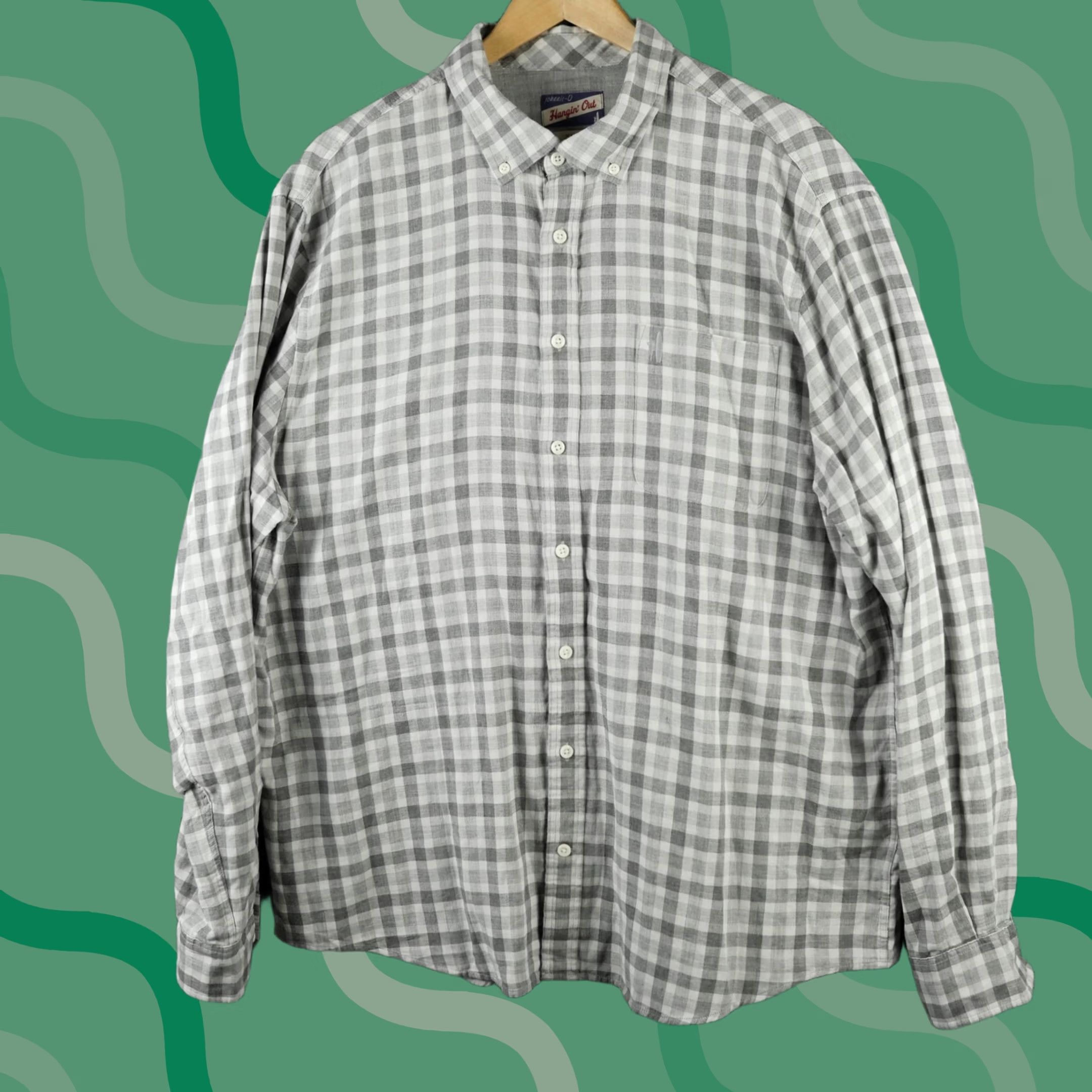 johnnie-O johnnie-O Shirt Mens XL Gray Check Button Up Long Sleeve Hangin Out Casual Size US XL / EU 56 / 4 - 1 Thumbnail