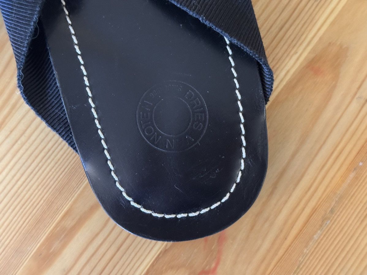 Dries Van Noten Black Stacked Leather Sandals with Fabric Strap Size US 10 / EU 43 - 5 Thumbnail