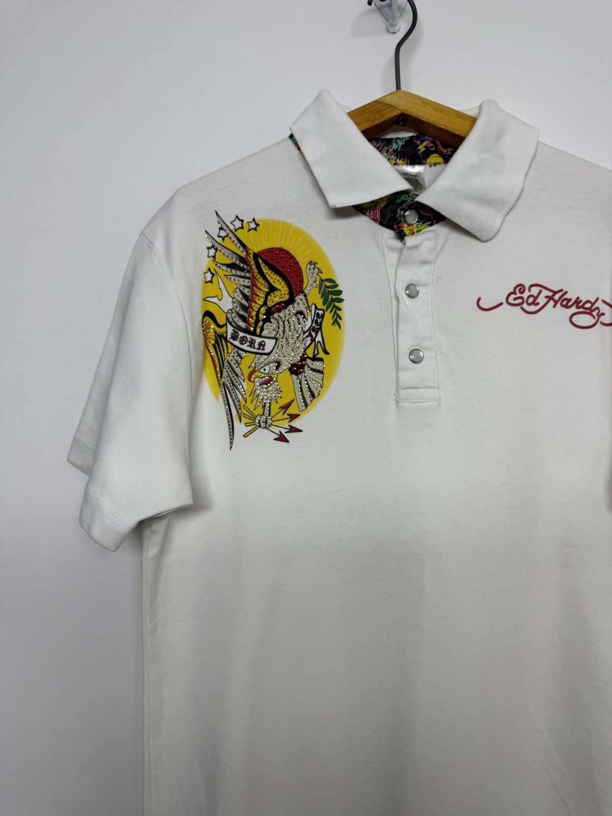 Ed Hardy Ed Hardy Big Logo Polo Shirt Rhinestones Drip Swag y2k Size M / US 6-8 / IT 42-44 - 8 Thumbnail