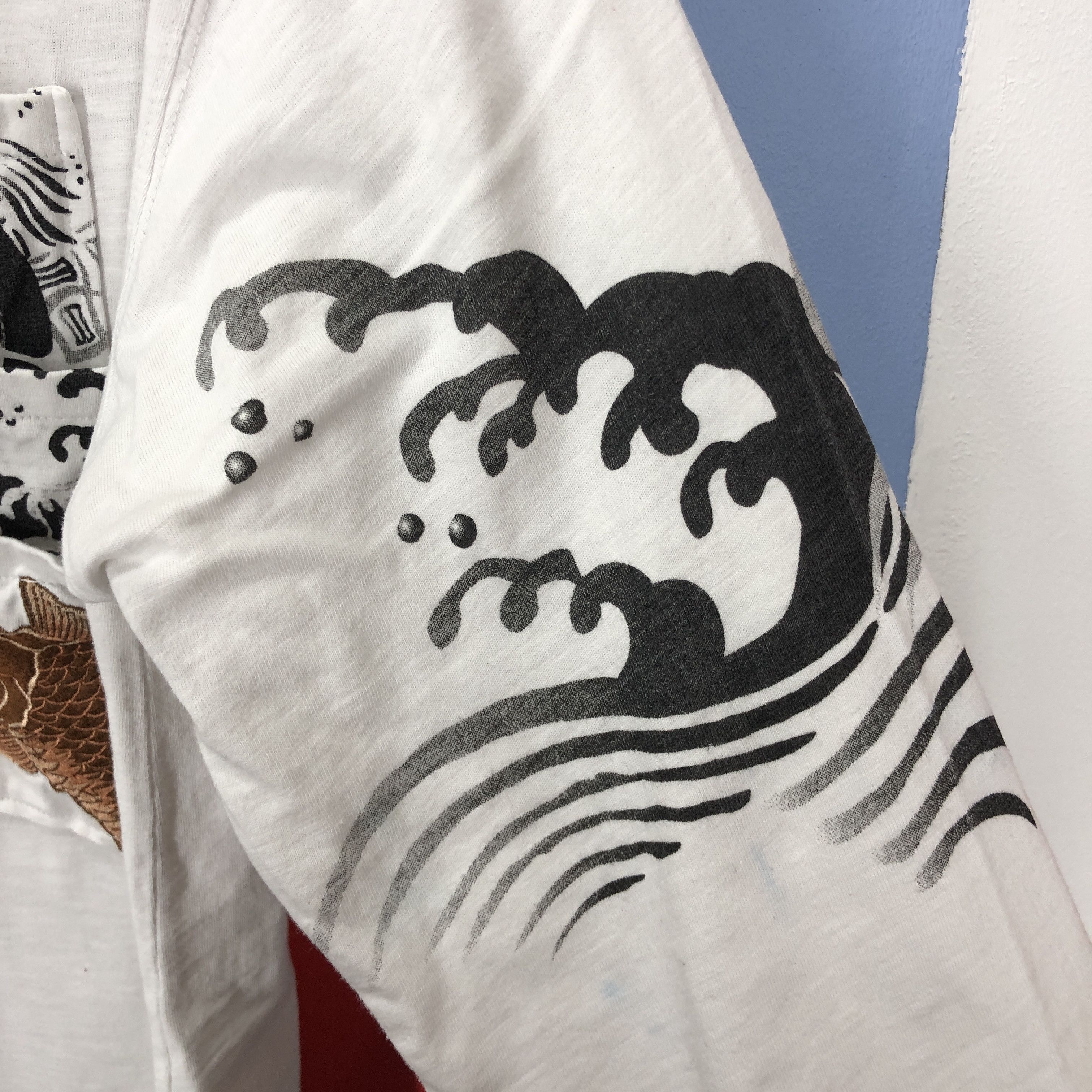 Japanese Brand KARAKURI Embroidery Koi Rare Triple Pocket L/S Tees #1583/01 Size US M / EU 48-50 / 2 - 12 Thumbnail