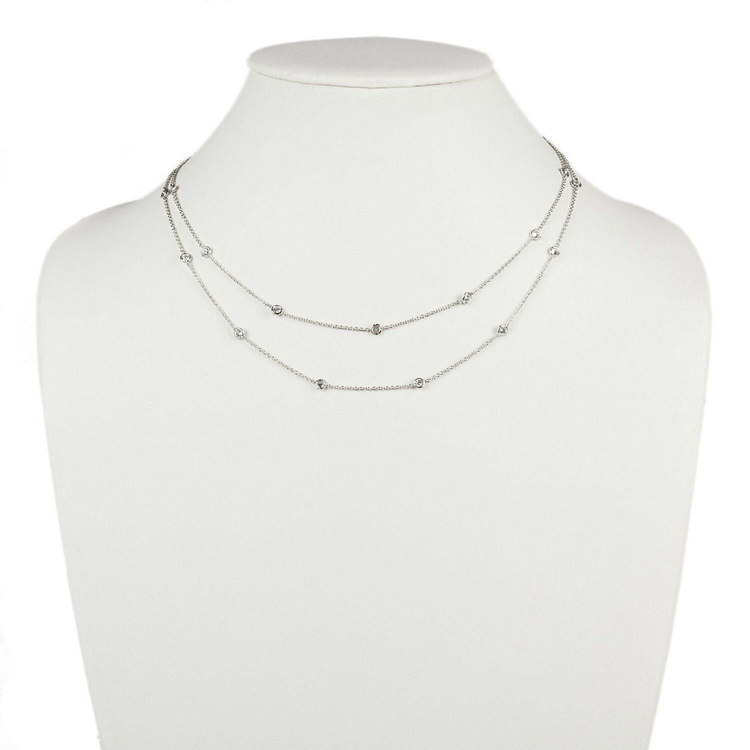 Designer Cubic Zirconia CZ Bezel Set Eternity Necklace Size ONE SIZE - 1 Preview