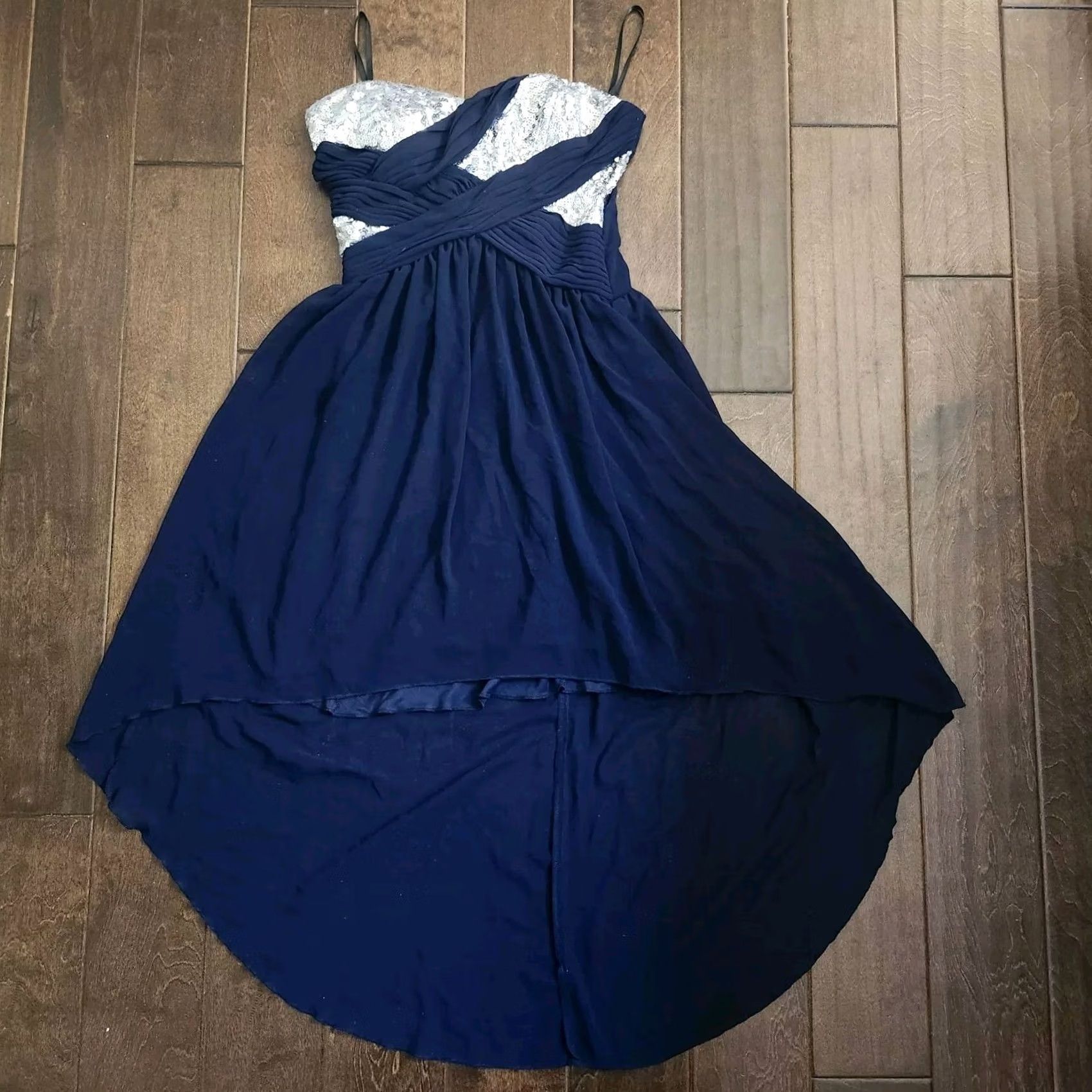 Vintage City Triangles Dress Sleeveless Women Size 5 Navy Blue Silver Sequin Knee Length Casual Travel Summer Fall Spring Machine Washable Polyester Size S / US 4 / IT 40 - 2 Thumbnail
