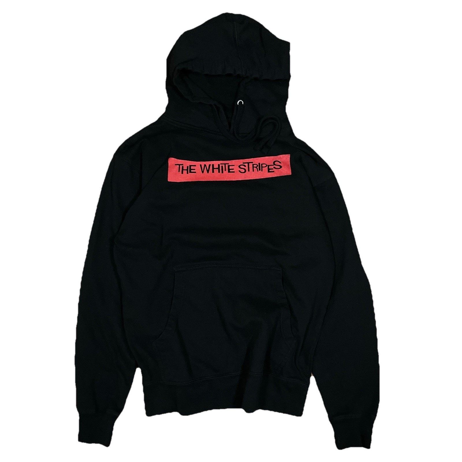 Gildan White Stripes Hardest Button to Button Black Hoodie Sweater Size US M / EU 48-50 / 2 - 2 Thumbnail