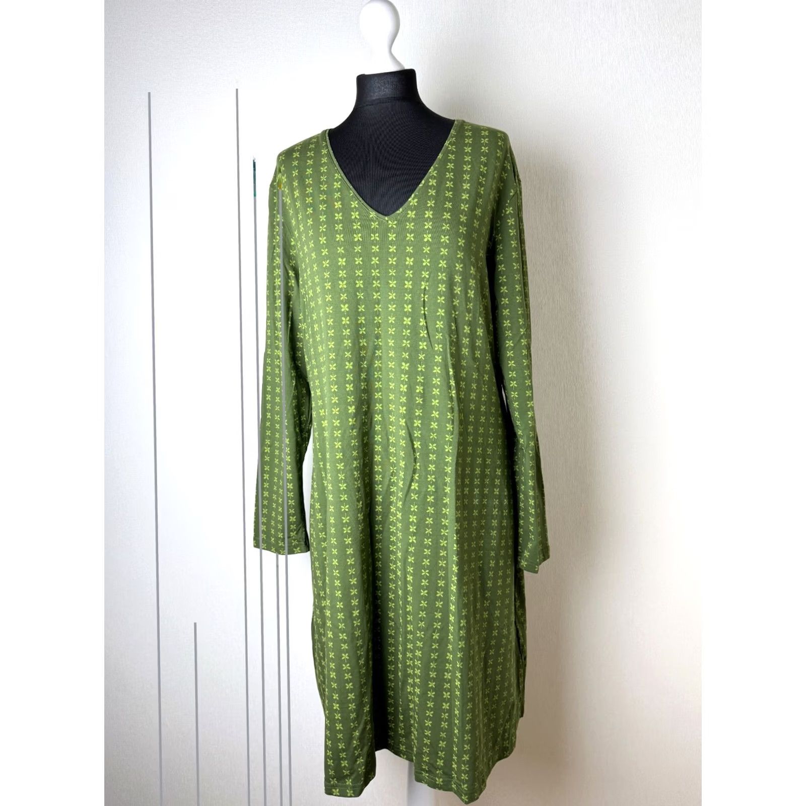 Vintage Gudrun Sjoden Womens Dress XL Green Cotton Midi Dress Size XL / US 12-14 / IT 48-50 - 2 Thumbnail