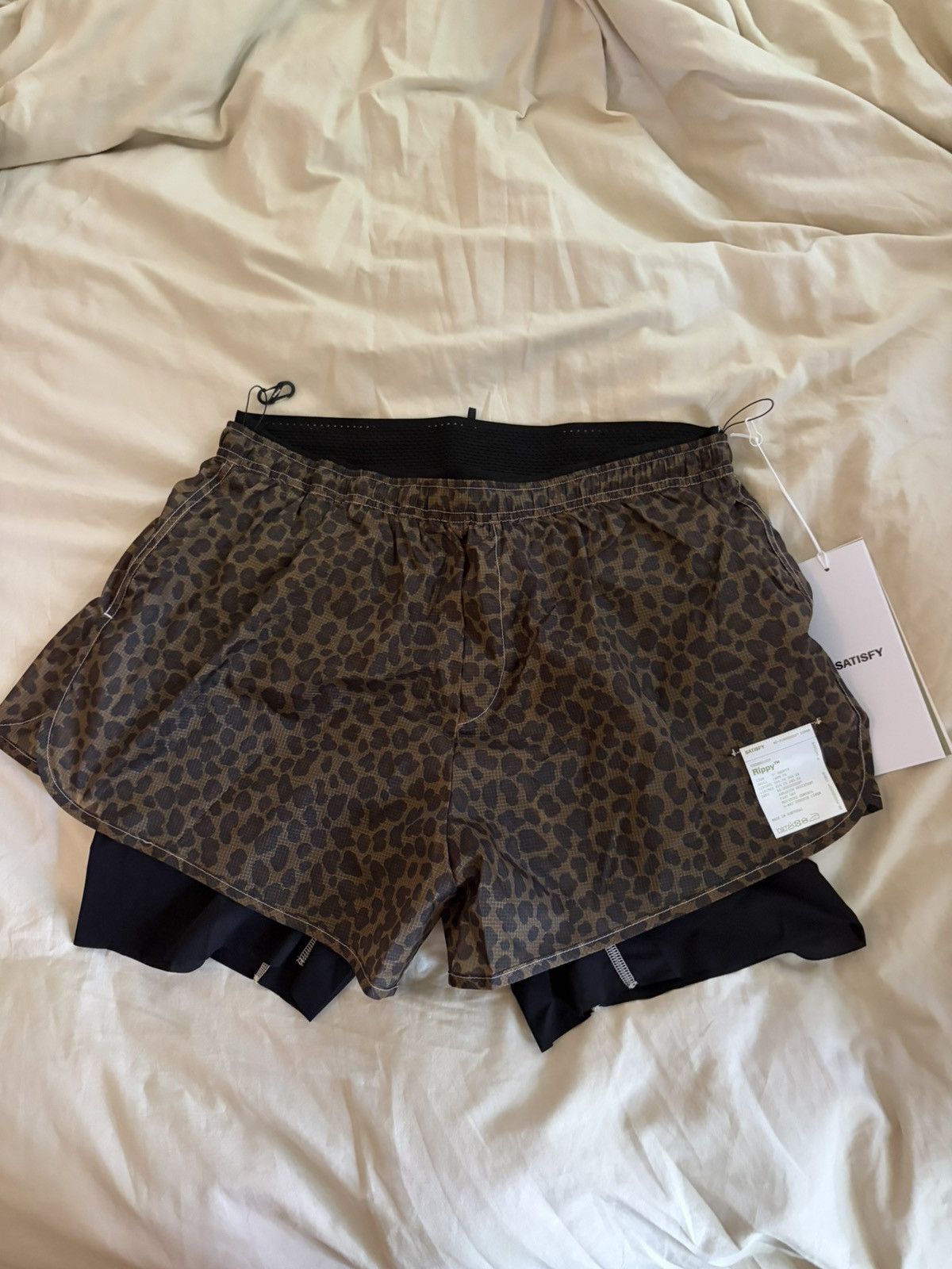Satisfy Running Re-Possessed Leopard Rippy 3” Trail Shorts