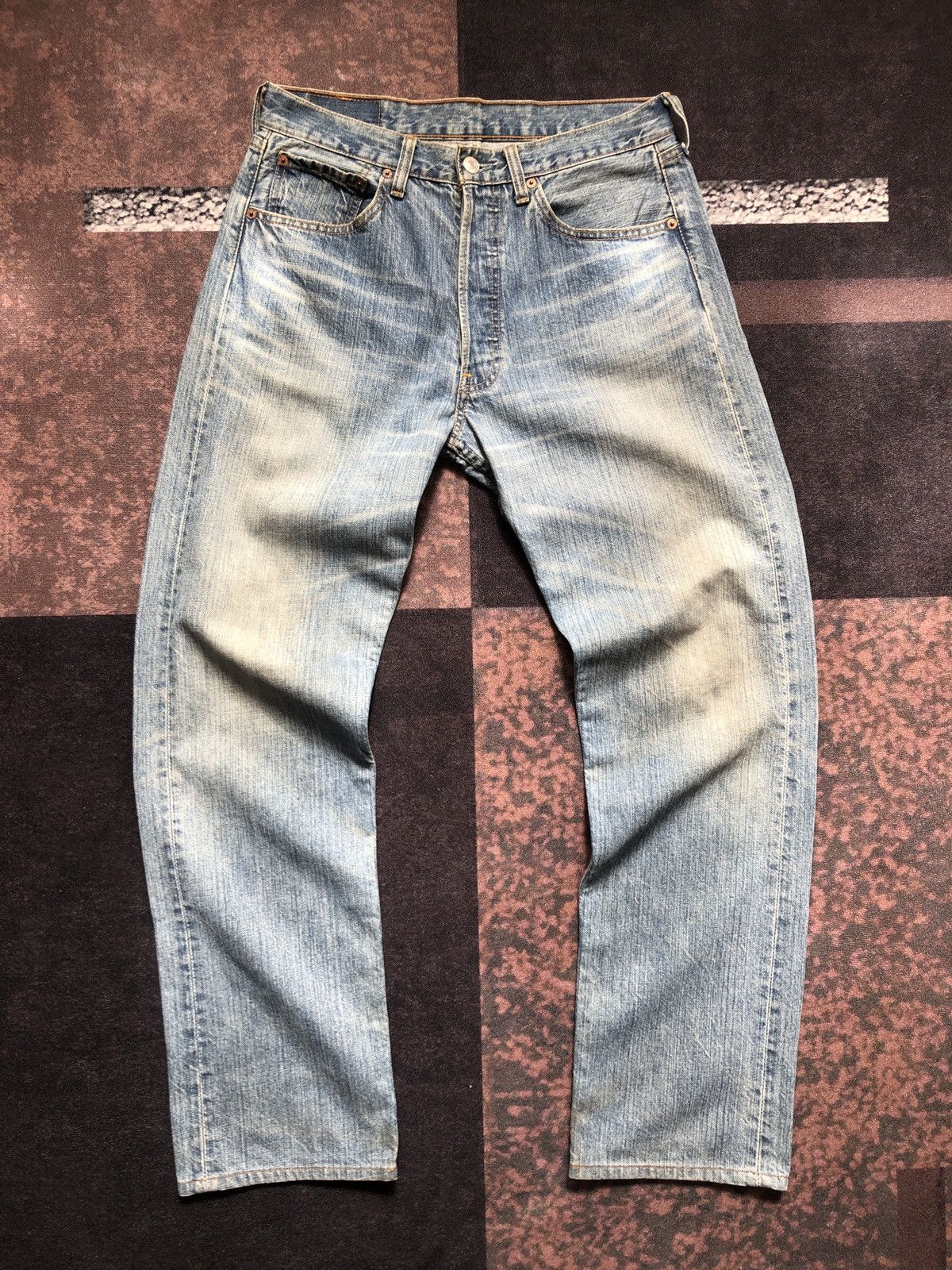 image of Levis x Vintage Size 31X31 Vintage Levi's 501 Regular Fly Button Jeans in Faded Blue, Men's